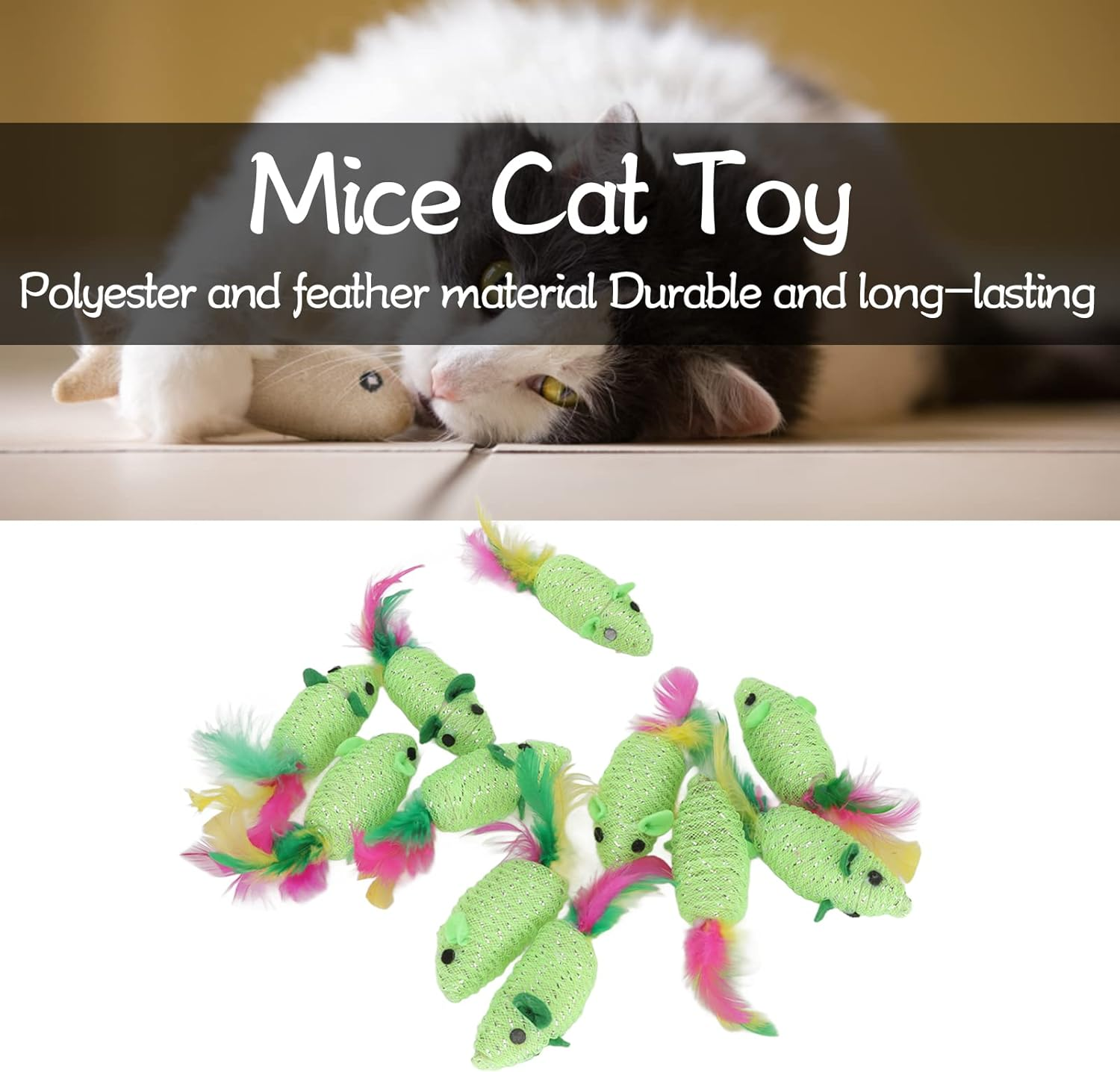 EVTSCAN 11PCS Interactive Cat Feather Toys, Automatic Squeaky Cat Exercise Toys, Cat Chase Toy, for Indoor Cats Play Chase Exercise Pet Supplies image number 3