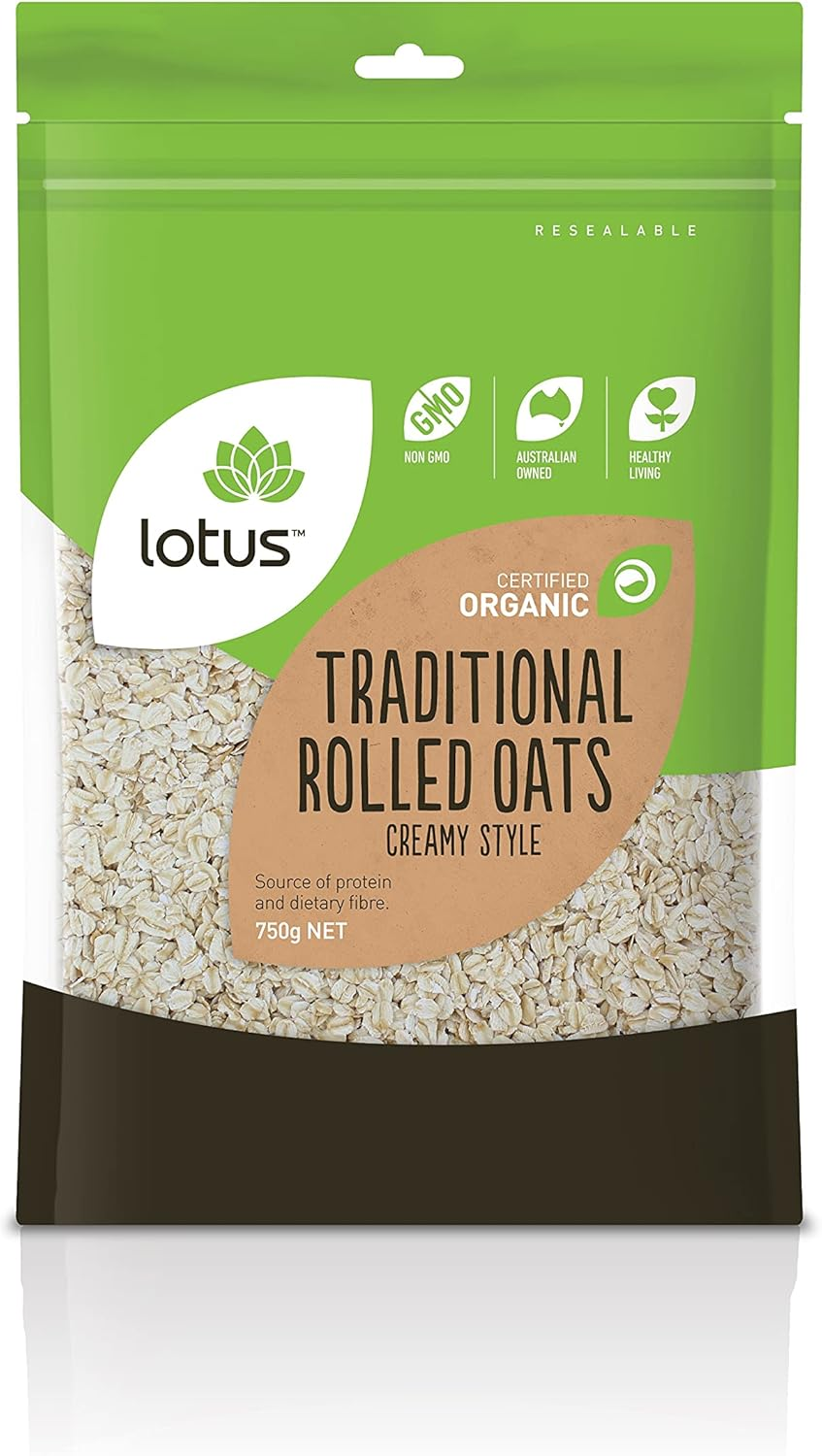 Lotus Certified Organic Unstabilised Rolled Creamy Style Oats 750 G, 750 G image number 1