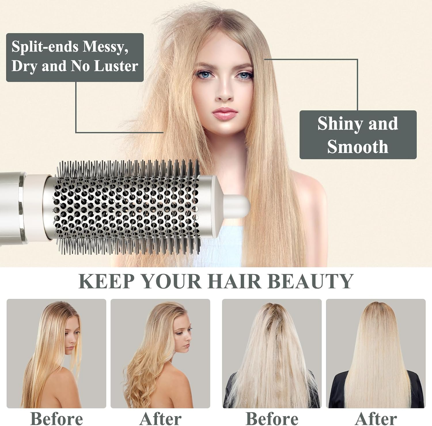 AFDD round Brush Attachment for Shark Flexstyle Accessories, Normal round Volumizing Brush Hair Styling Tool for Straight, Wavy, Curly, and Coily Hair image number 5