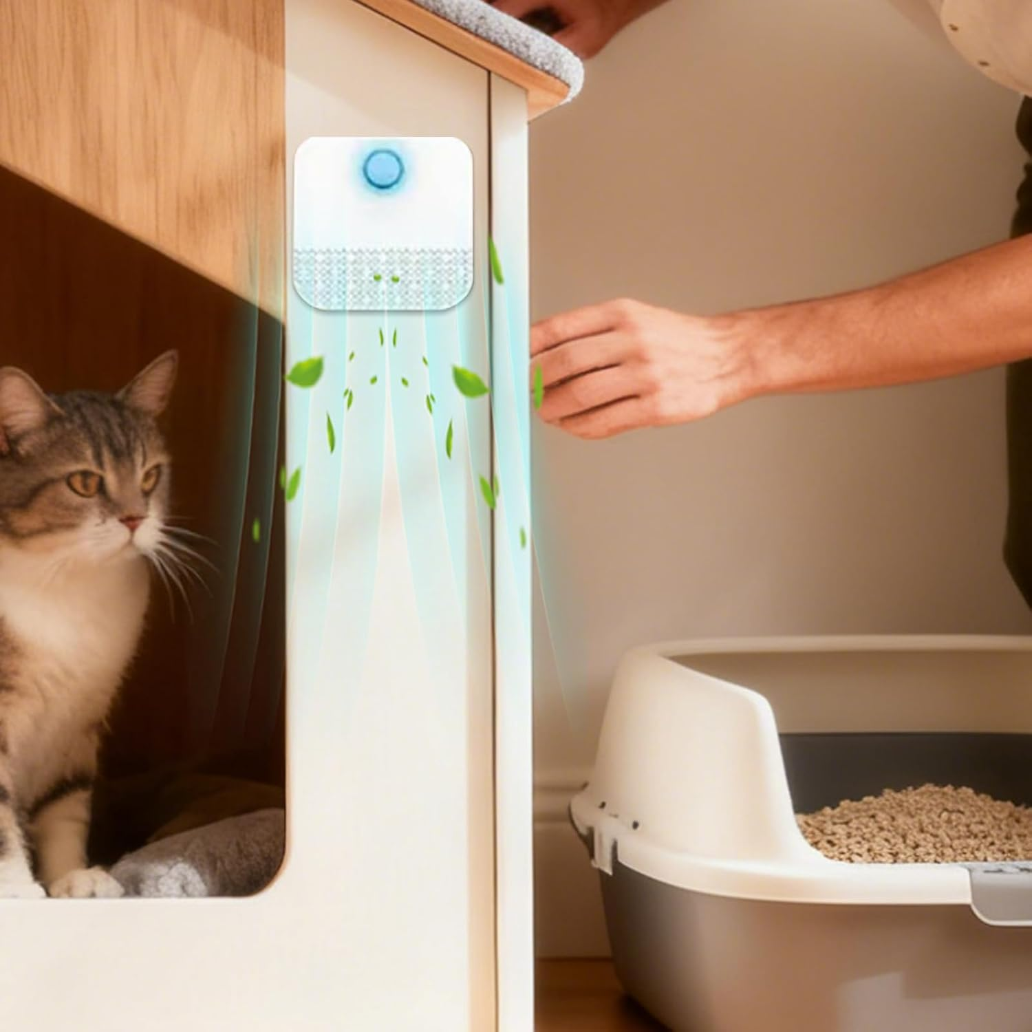 Cat Deodorizer for Litter Box - Safe Poop Odor Remover,Automatic Sensor Litter Freshener - for Home Bathroom House Closet Laundry Indoor Outdoor Floor image number 5