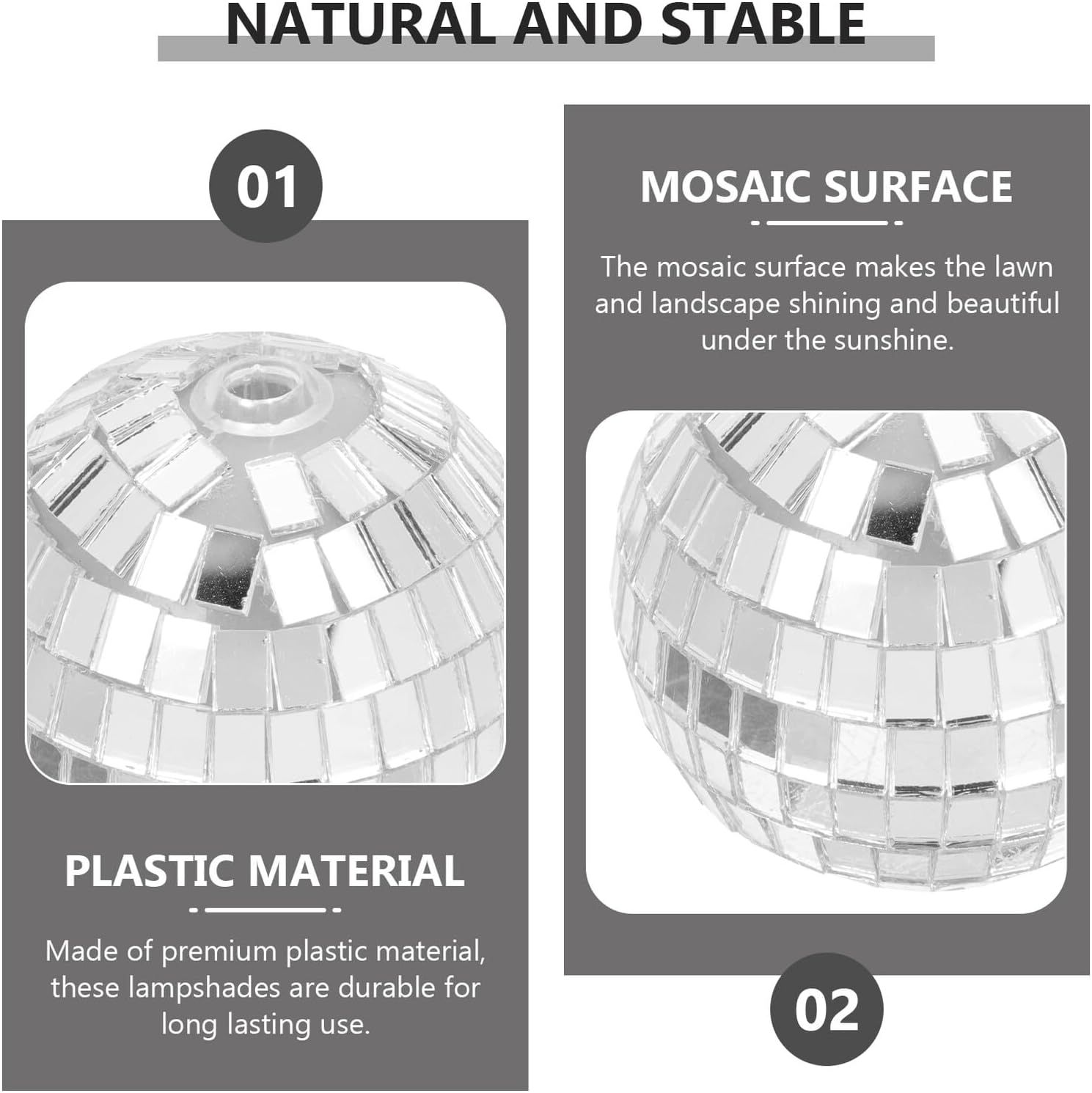 LABRIMP 6Pcs Mosaic Plastic Lawn Light Covers 5Cm Miniature Lampshades for String Light DIY Outdoor Garden Lamp Shades image number 6