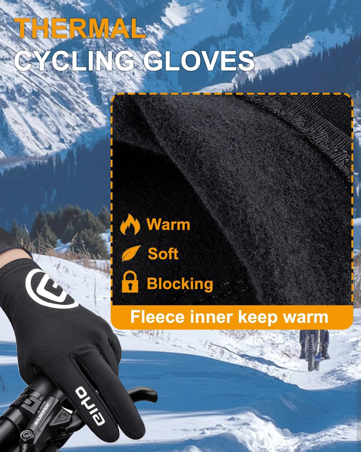 Cycling Gloves Padded Full Finger Bike Bicycle Shock-Absorbing Gloves for Men Women image number 2