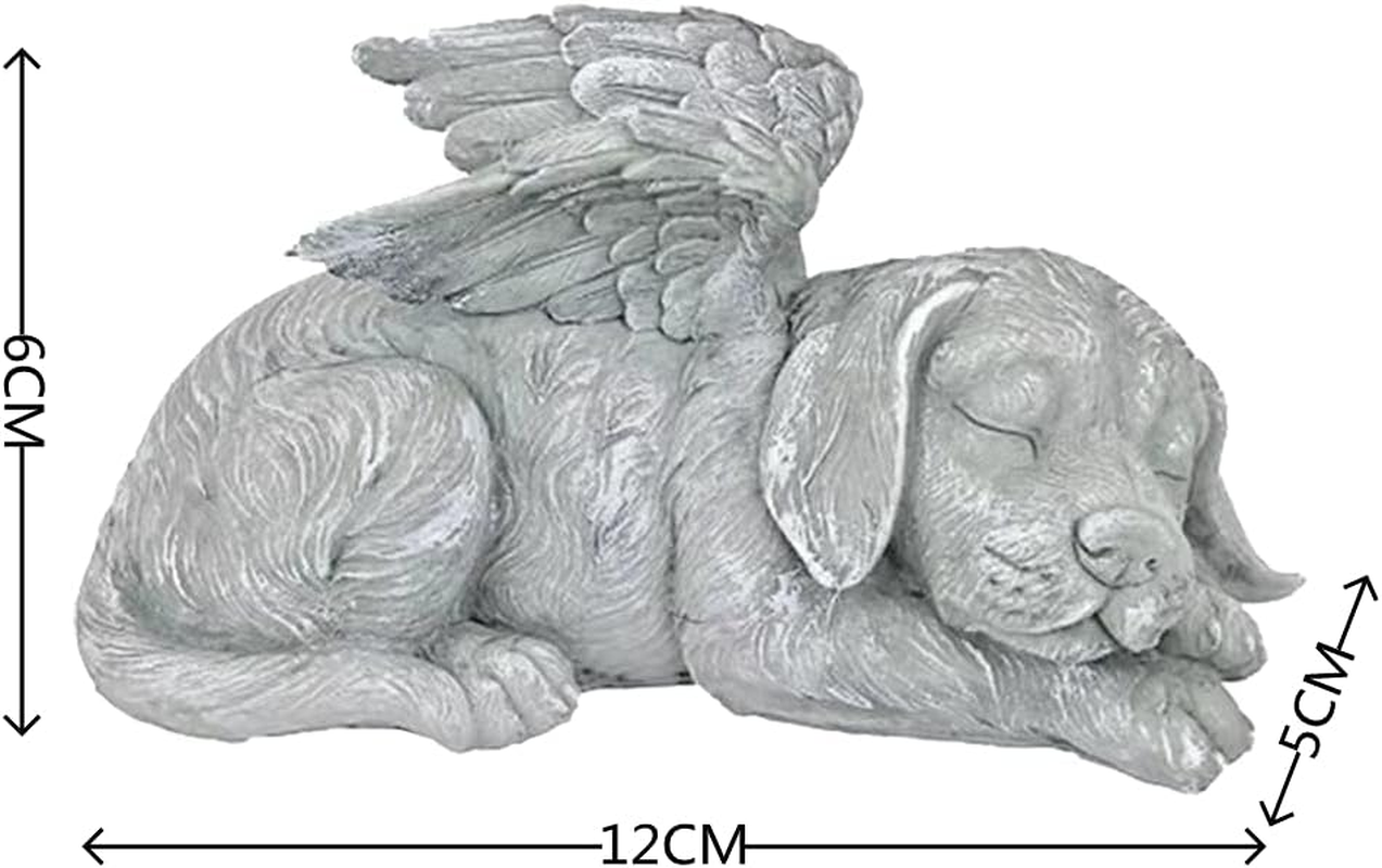 YILUXIANGYANG Dog Angel Wings Ornament Dog Angel Statue Mini Animal Statu for Garden Tombstones or Lawn Decoration