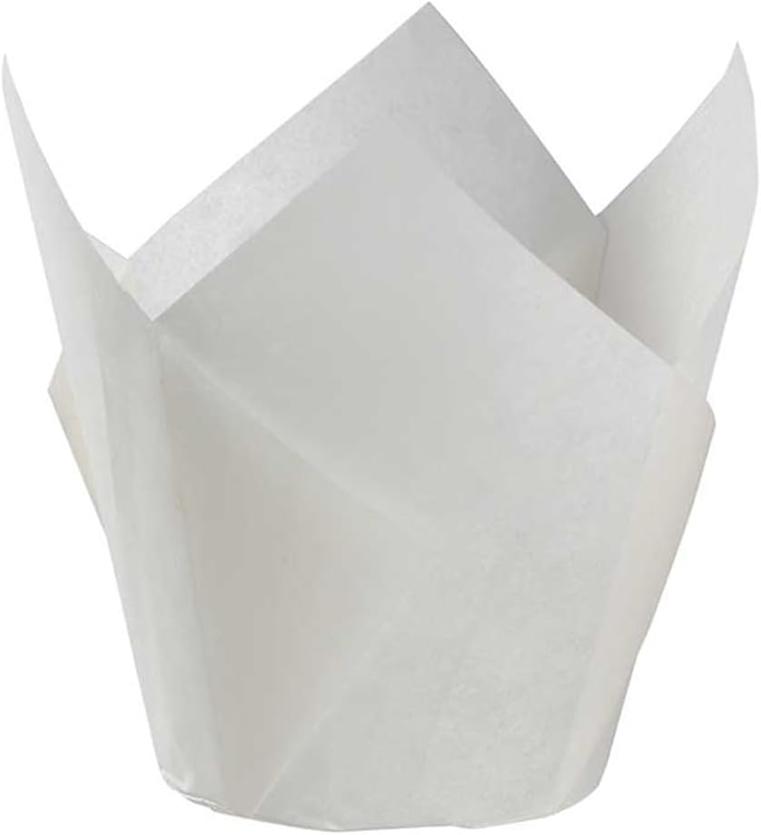 Alipis Elegant Tulip Cake Cup Liners Pcs Baking Cups White Grease Parchment for Cupcake Displays image number 2