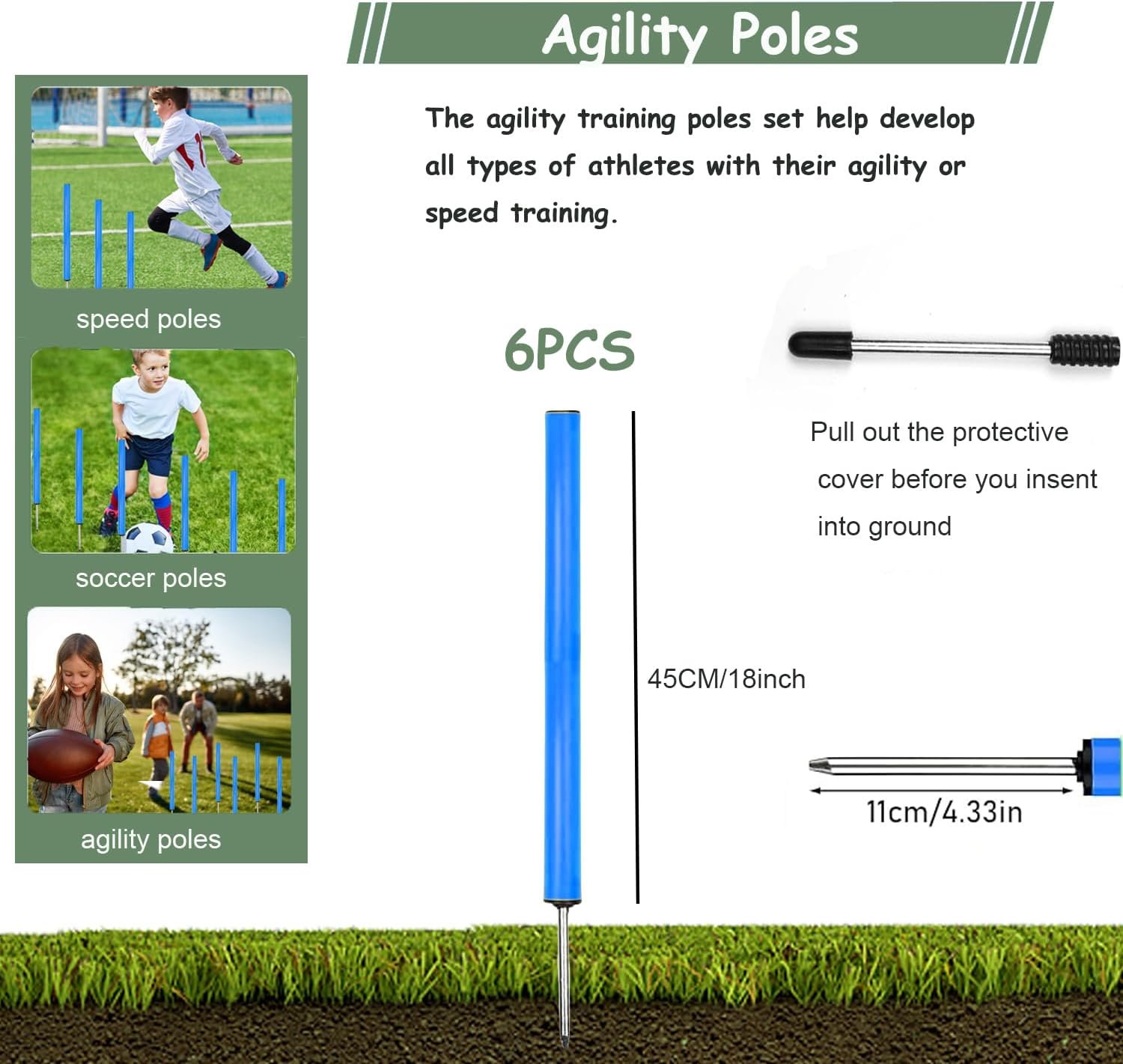 Agility Ladder Training Poles Equipment, Soccer Training Equipment-20Ft Speed Ladder, 6 Agility Poles, 6 Soccer Cones for Training Football Basketball Rugby Training Equipment for Kids Youth Adults image number 6