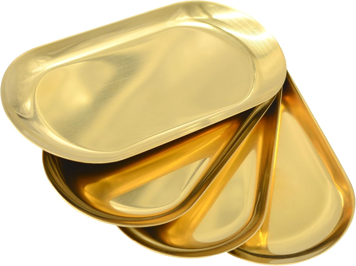 4 Pcs 7 Inch X 3.3 Inch Trinket Tray, Gold Stainless Steel, for Serving Trays Towel Storage Dish Plate Tea Fruit Trays Jewelry Plate Decorative Storage Tray (Gold 4Pcs, 7.1X3.34) image number 6