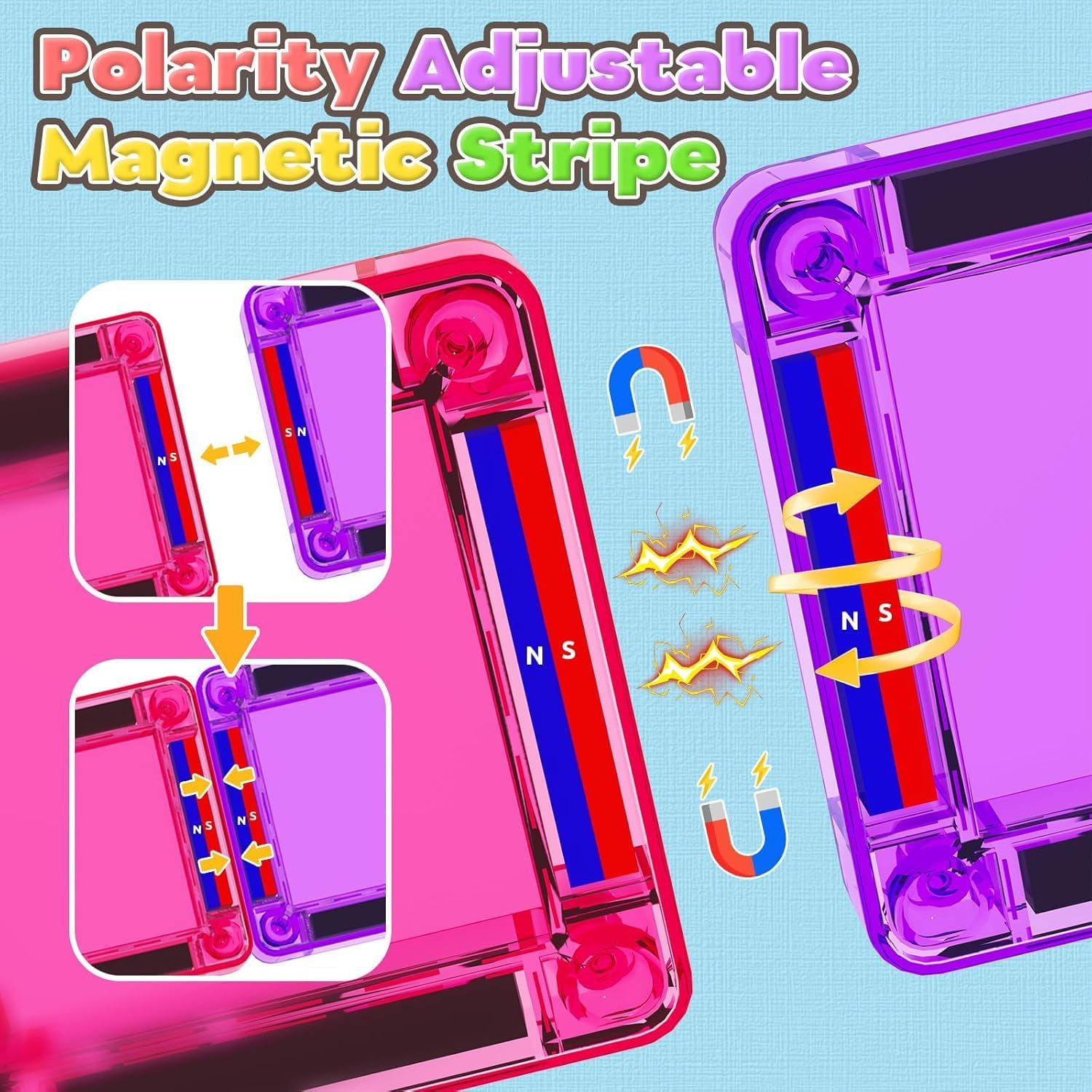 42 PCS Mini Magnet Tiles Toddler Set, Travel Magnetic Tiles for Kids, Magnetic Blocks Building Toys & Games for Girls Boys Christmas Birthday Gifts with Iron Box image number 1