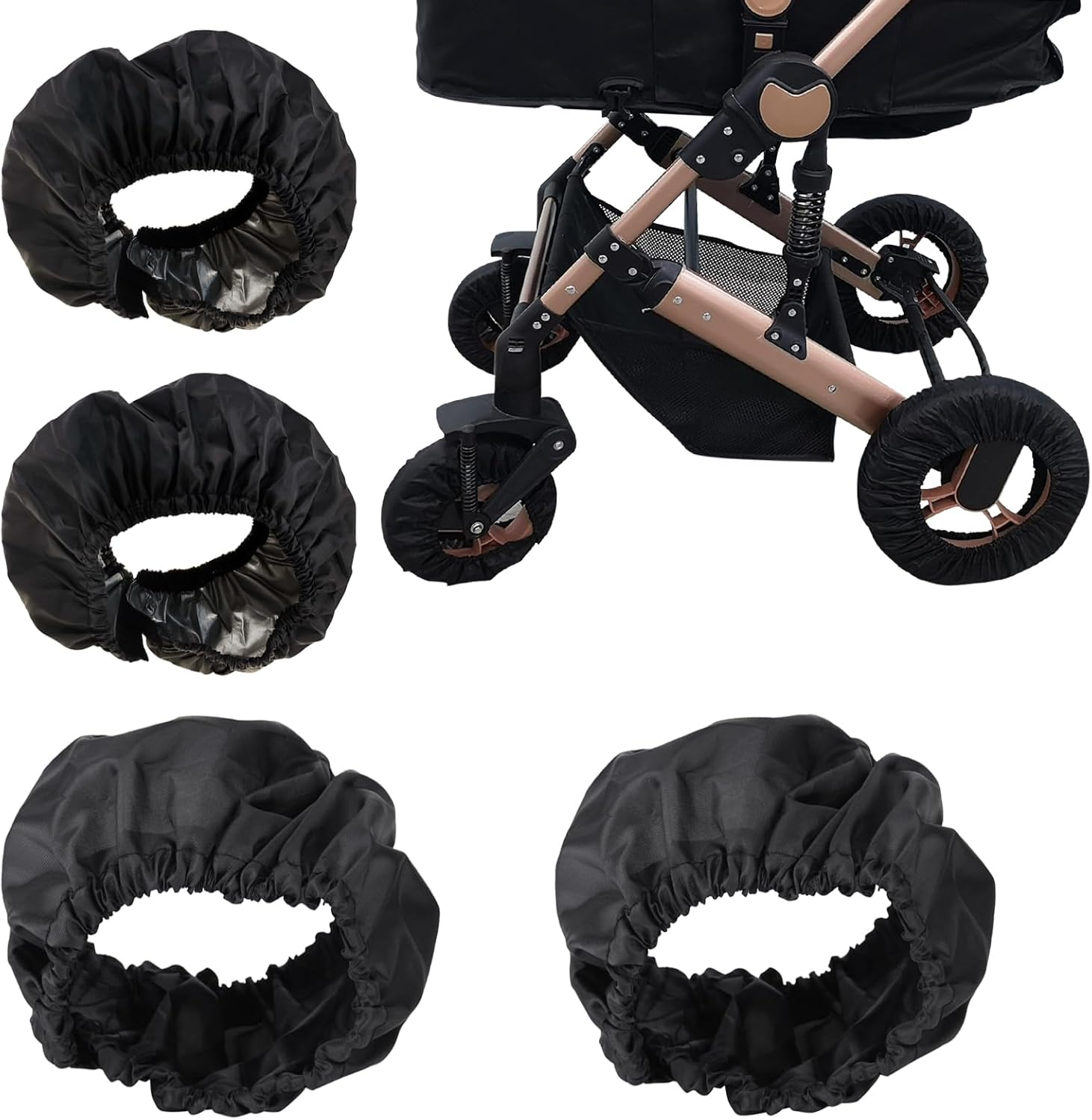 DAVBNM 4Pcs Baby Wheel Covers, Stroller Wheel Protectors, Baby Stroller Wheel Covers, Pram Wheel Covers, Wheel Chair Protectors, Stroller Wheel Protective Cover, Waterproof and Dustproof