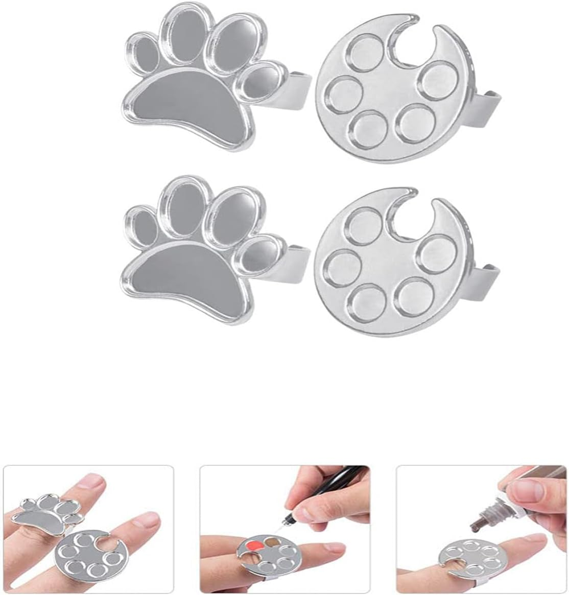 2 Pcs Mini Nail Art Polish Holder Nail Art Palette Rings Mixing Acrylic UV Gel Polish Painting Drawing Color Palette Manicure Tools