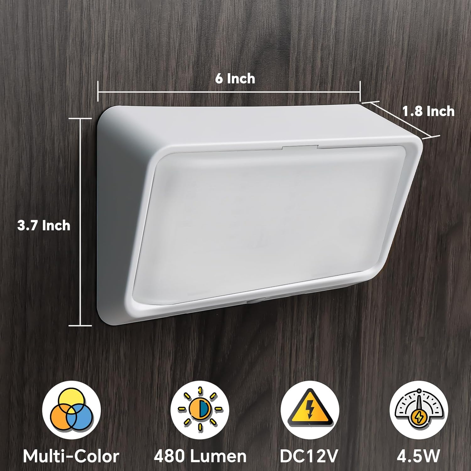 Obeaming RV Porch Light W/Switch 2CCT White Amber Switchable 12V Campervan Exterior Utility LED Replacement Light for Camper Motorhome Caravan and Truck, 410 Lumen & Red Nightlight image number 6