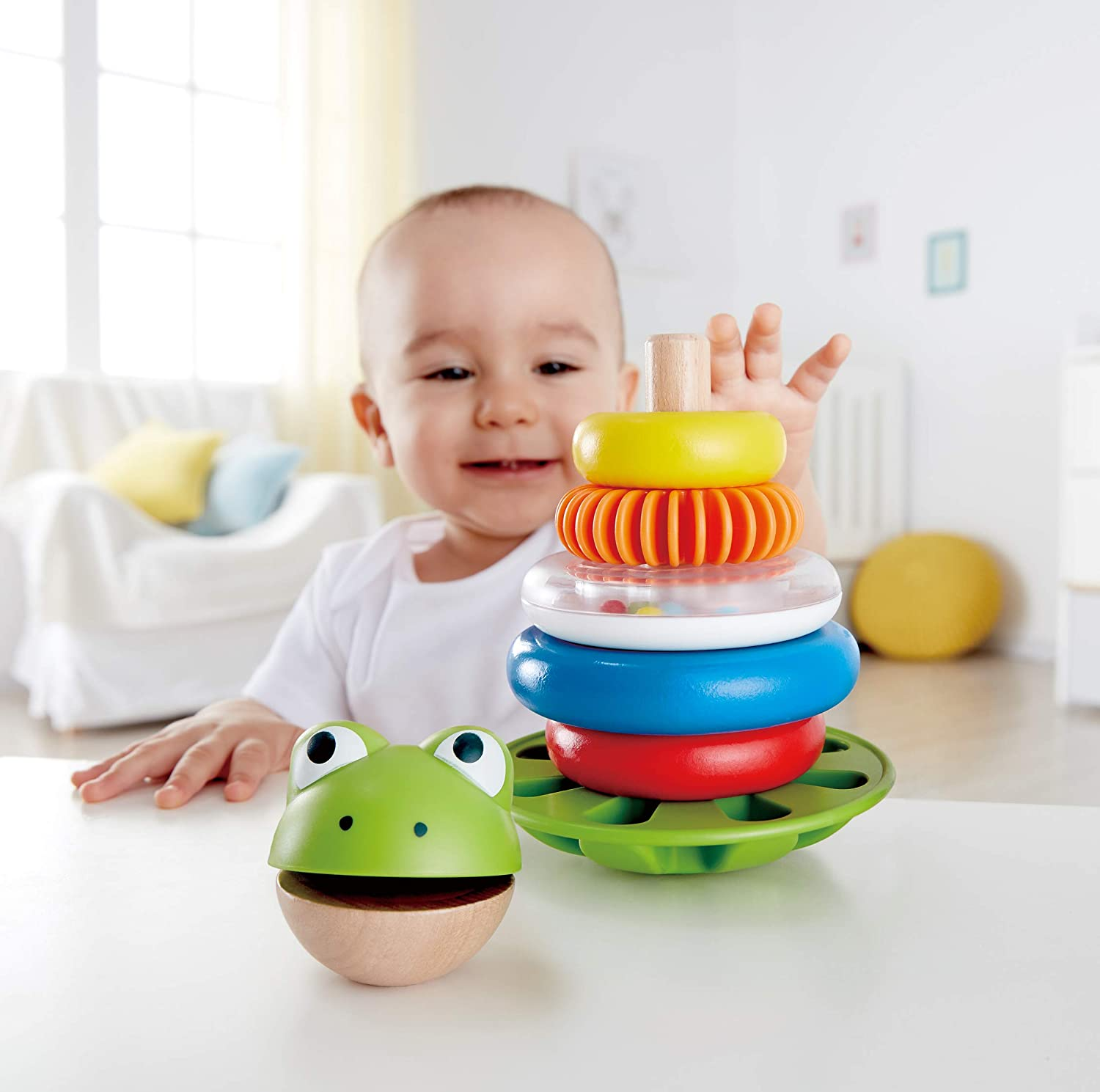 Hape Mr. Frog Stacking Rings &ndash; 19Cm Educational Stacking & Building Toy for Babies 12M+, Color & Counting Learning Activity, Developmental Toy for Infants & Toddlers image number 5