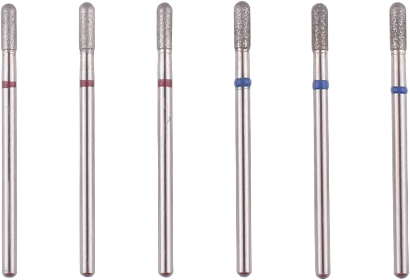 MZCMSL 6Pcs Cylinder Cuticle Bits, Safety Manicure Drill Bits for Nail Prep, 3/32 Shank Diamond Nail Bits (Fine & Medium)