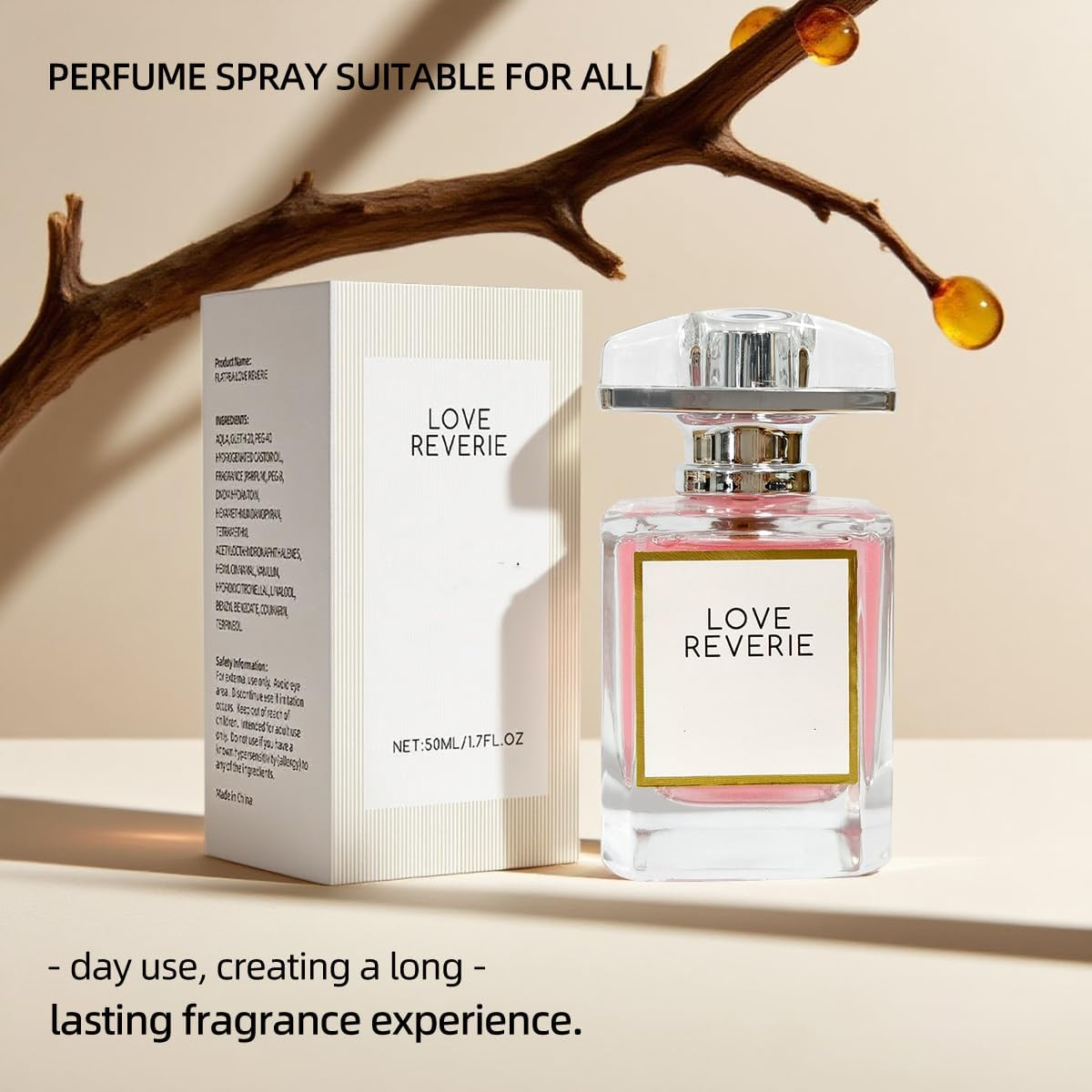 Love Reverie Eau De Parfum 50Ml | Alcohol-Free Vanilla Musk Perfume for Women | Long Lasting Gourmand Fragrance with Caramel & Coconut | Day to Night Scent