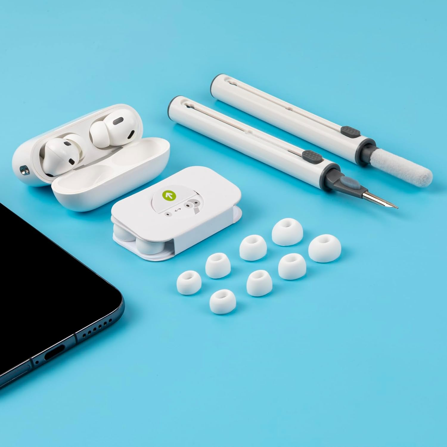 4 Pair Replacement Ear Tips for 2025 Airpods Pro 3 with 2 Pieces 3 In1 Cleaning Pen, White Silicone Ear Tips with Portable Storage Box (White 4Pairs-M) image number 2