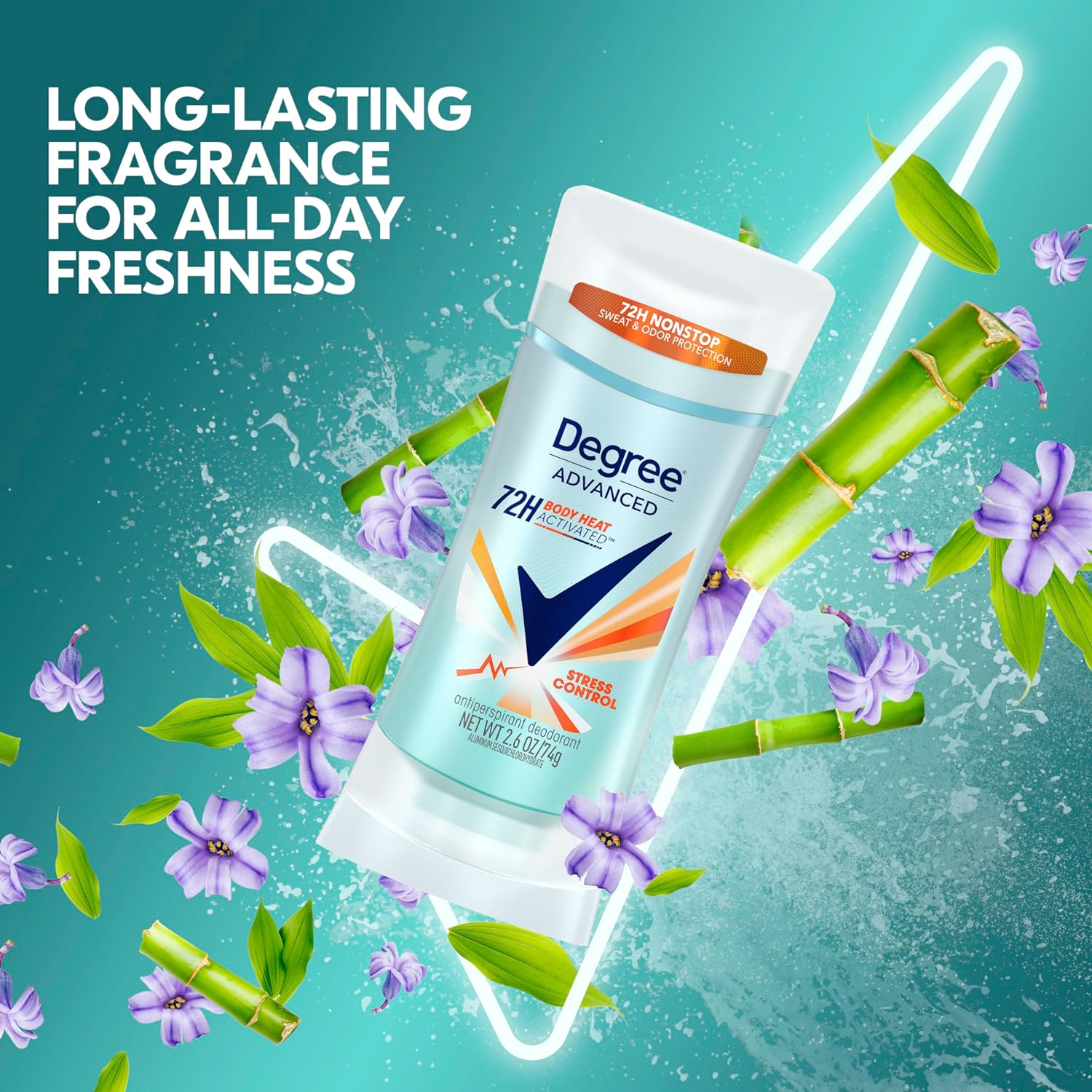 Degree Antiperspirant Deodorant Stress Control 72-Hour Sweat & Odor Protection Antiperspirant for Women with Body Heat Activated Technology 2.6 Oz image number 1