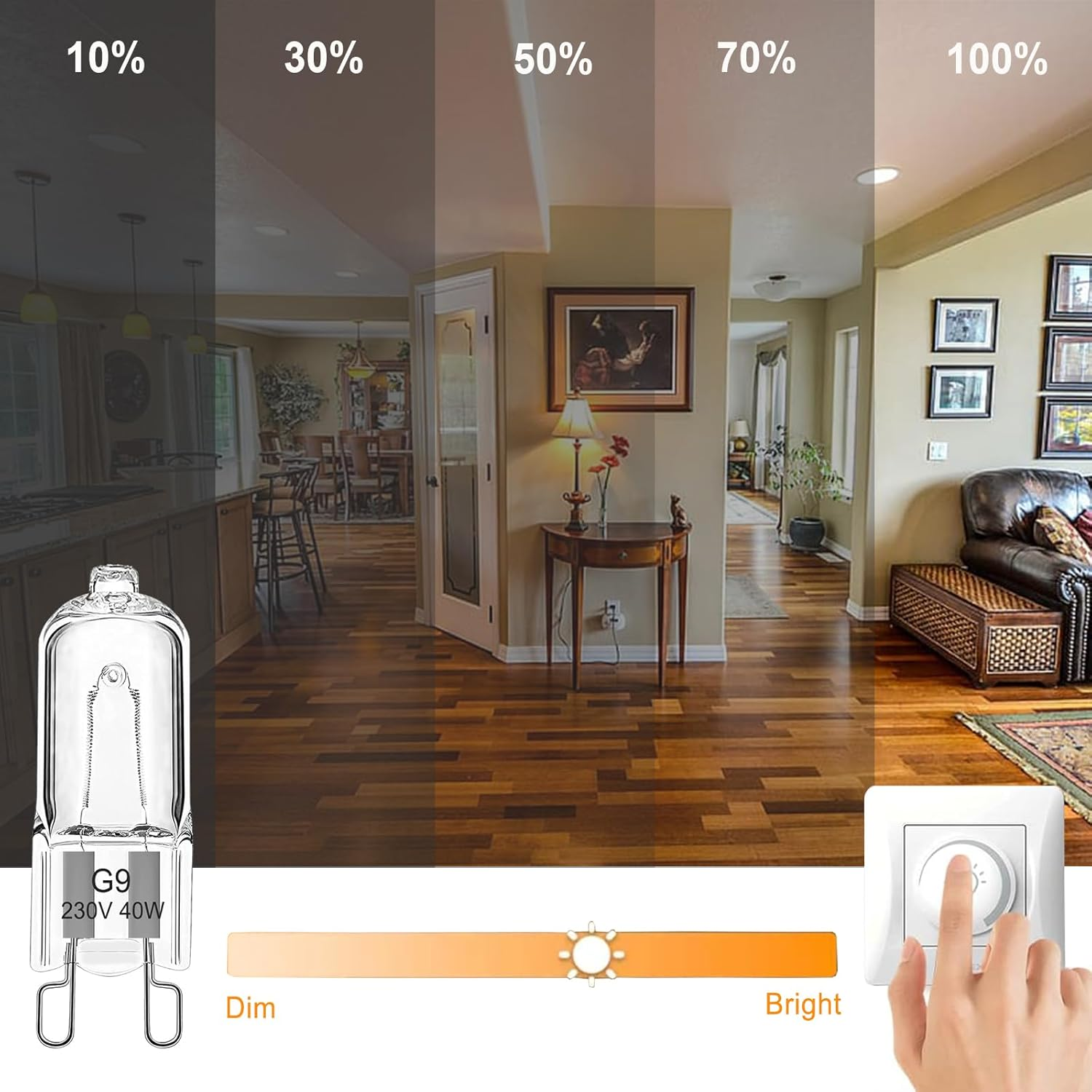 G9 Halogen Oven Light Bulb 40W 230V Dimmable Oven Bulb 300&deg;C Tolerance for Aeg/Neff/Whirlpool/Smeg/Bosch Oven, Microwave, Warm White 2700K, Pack of 2 image number 2