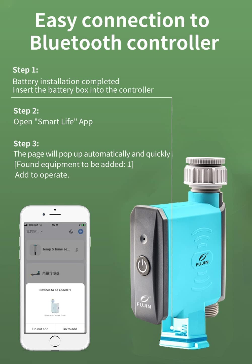 Water Timer, Bluetooth ＆ Wifi Smart Irrigation System Garden Watering Timer Programmable, IP67 Waterproof Watering System with Rain Delay, Auto/Manual Watering