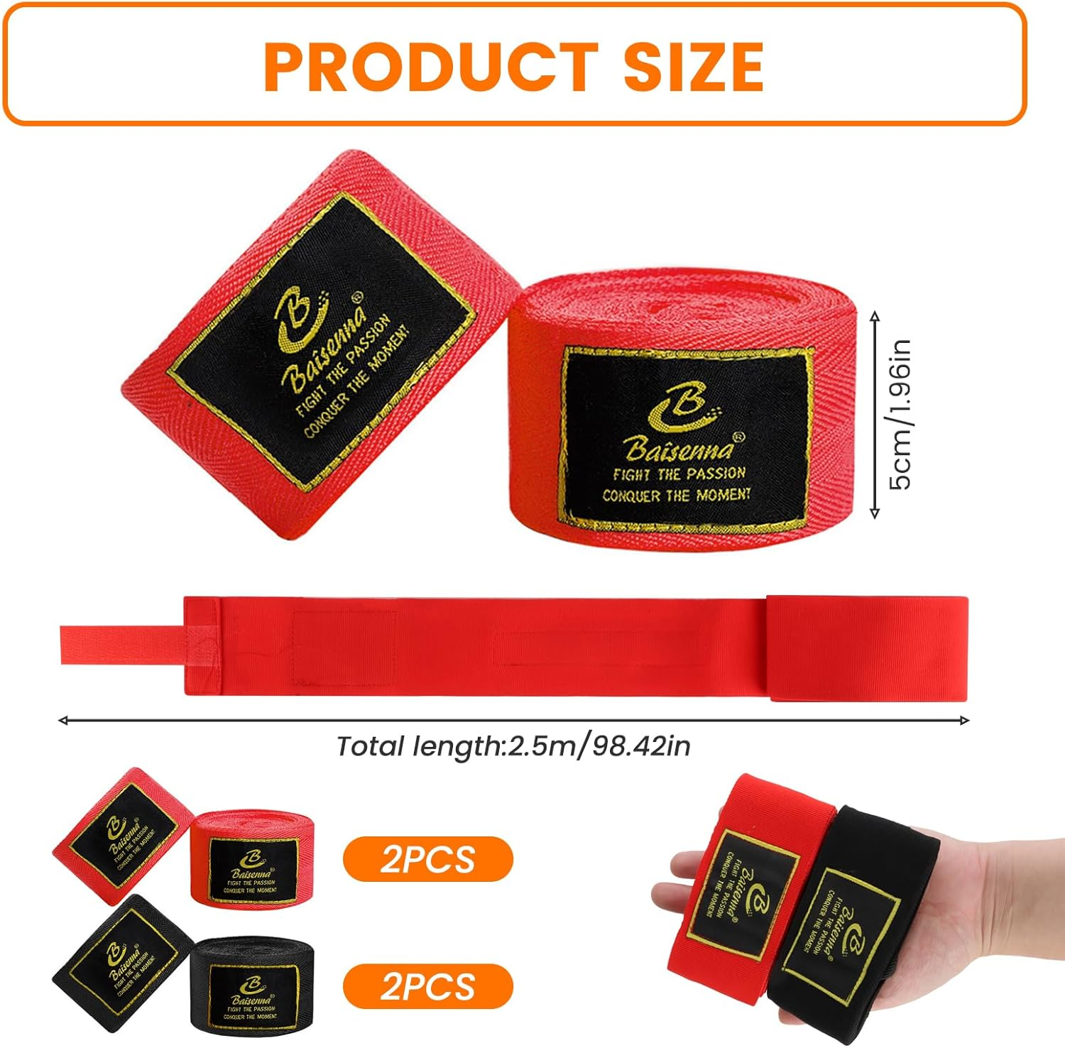 4 Pcs Boxing Hand Wraps, Elastic Bandages Training Wrist Support Inner Gloves Boxing Wraps for Muay Thai MMA Kickboxing Gym Fitness Combat Sports Men Women Martial Arts Protective Gear image number 5