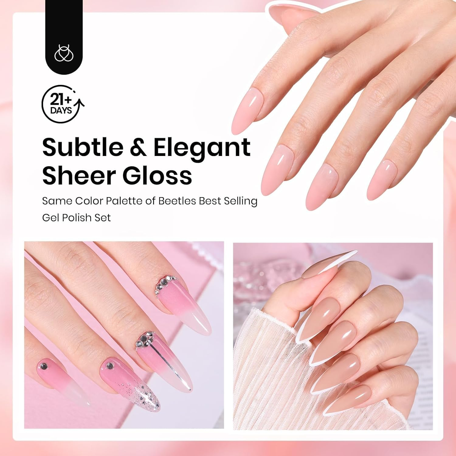 Beetles Dip Powder Nail Kit, 6 Colours Nude Pink Brown Starter Set, All Season Nail Dipping Powder Kit, No Lamp Needed DIY Salon at Home for Women image number 1