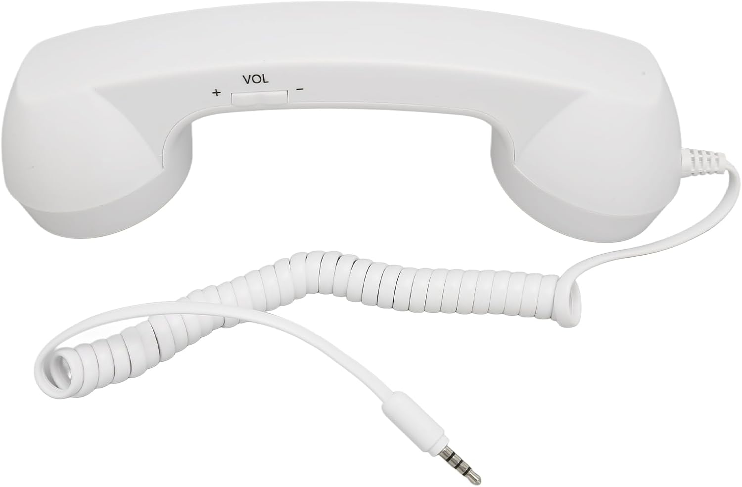 Telephone Handset for Cellphone, Retro 3.5Mm Telephone Handset Radiation Proof Wired Cell Phone Receiver for Smartphone Computer (White)