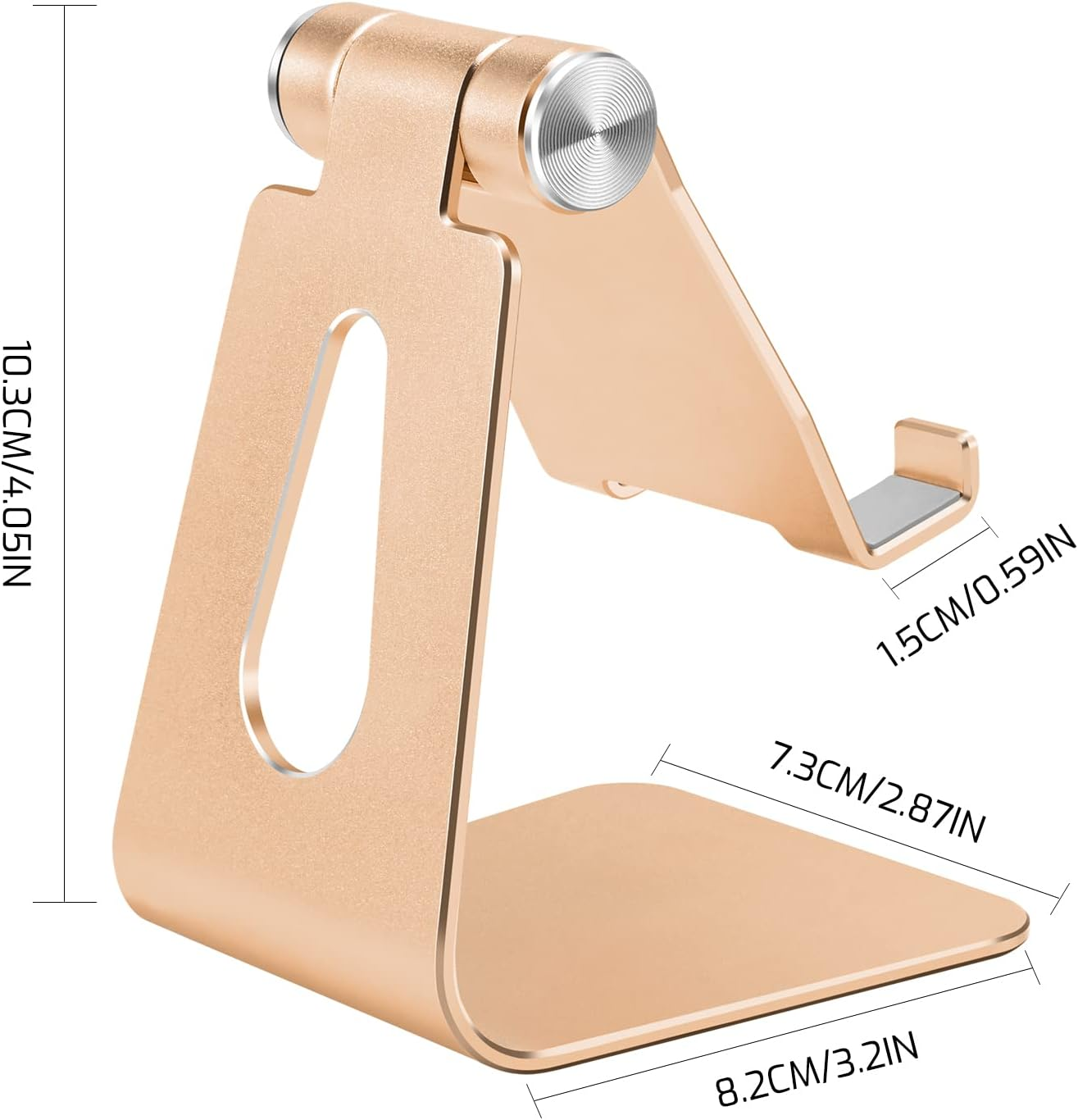 Adjustable Aluminum Alloy Cell Phone Stand, Tabletop Metal Phone Holder,Desktop Phone Dock,Smartphone Cradle,Gold image number 2