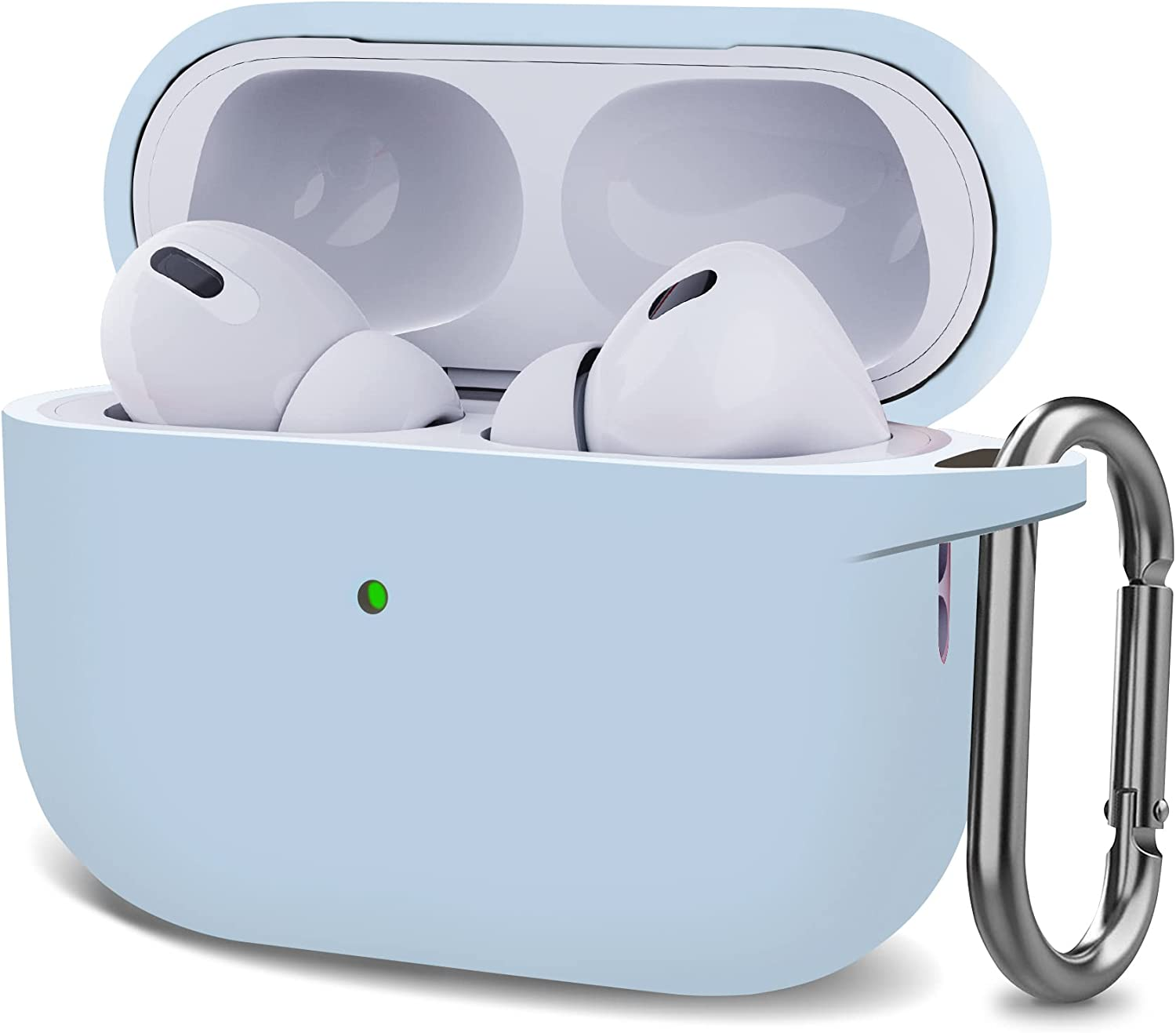 T Tersely Silicone Case Cover Compatible with Airpods Pro 2(2022 2023) - Premium Silicone with Hook, Supports Wireless Charging, Shockproof Protection (Green)