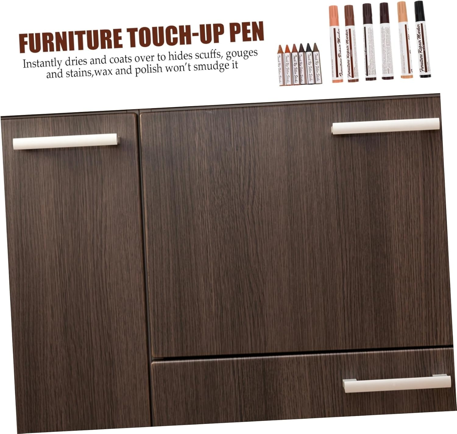 12Pcs Wood Filler Marker Repair Pen for Floor Scratch Repair Furniture Markers Touch up Pens for Home Furniture Restoration image number 5