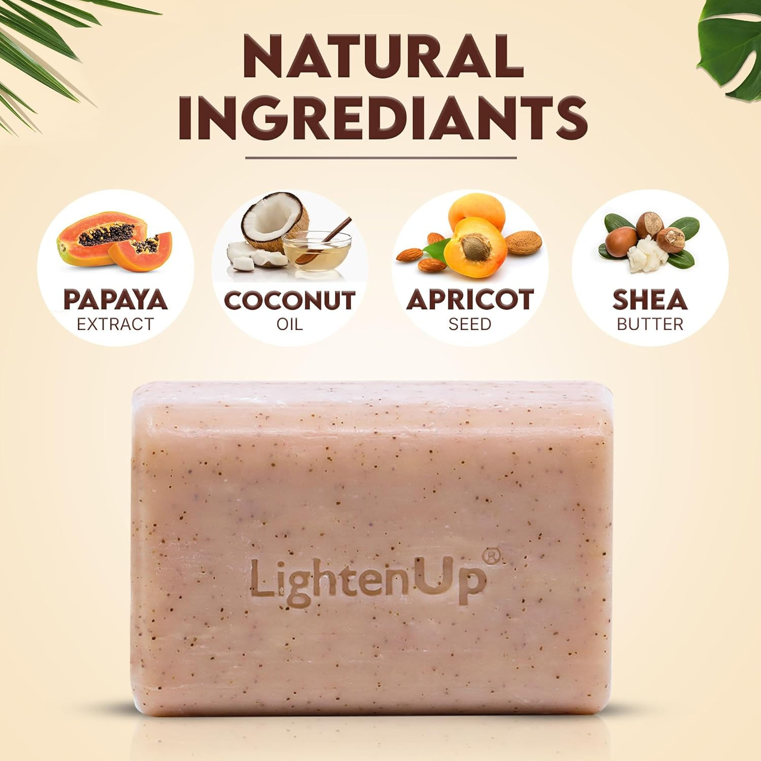 Lightenup, Exfoliating Soap - 200G / 7Fl Oz - Skin Brightening Soap, Cleansing Bar, Formulated to Fade Spots, with Apricot, Glycerin, Coconut Oil image number 1