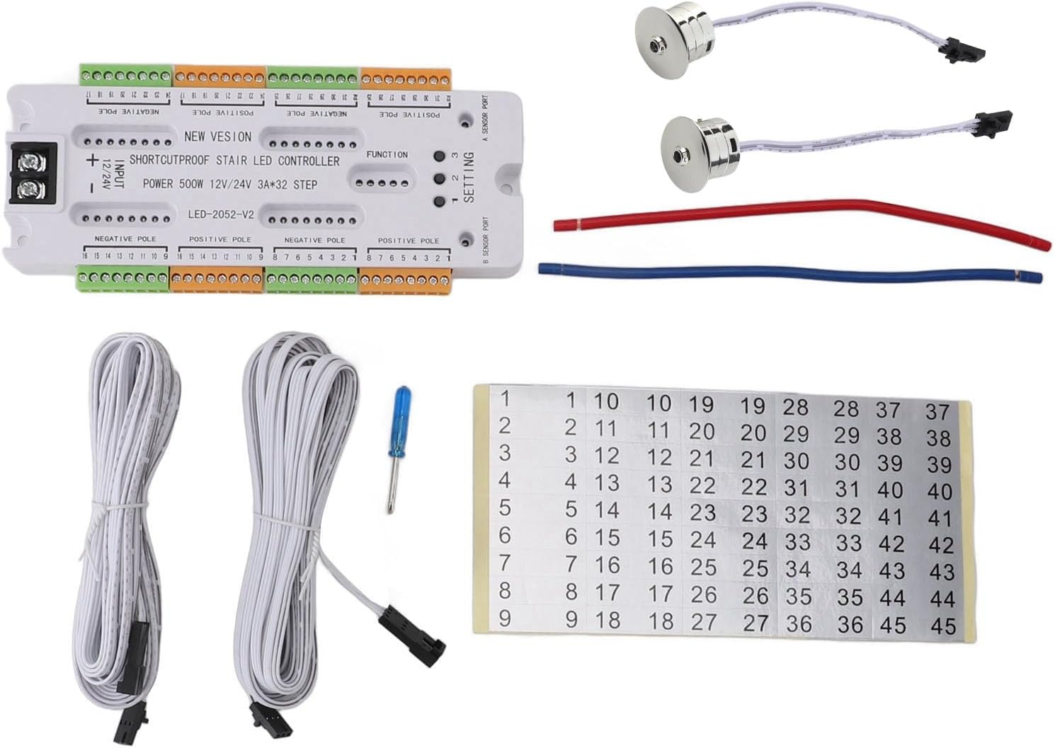 Motion Sensor LED Stair Light Controller, 4 Speed Level Adjustable LED Motion Sensor with anti Leakage System, 32 Groups Ports for Stairway Light image number 3