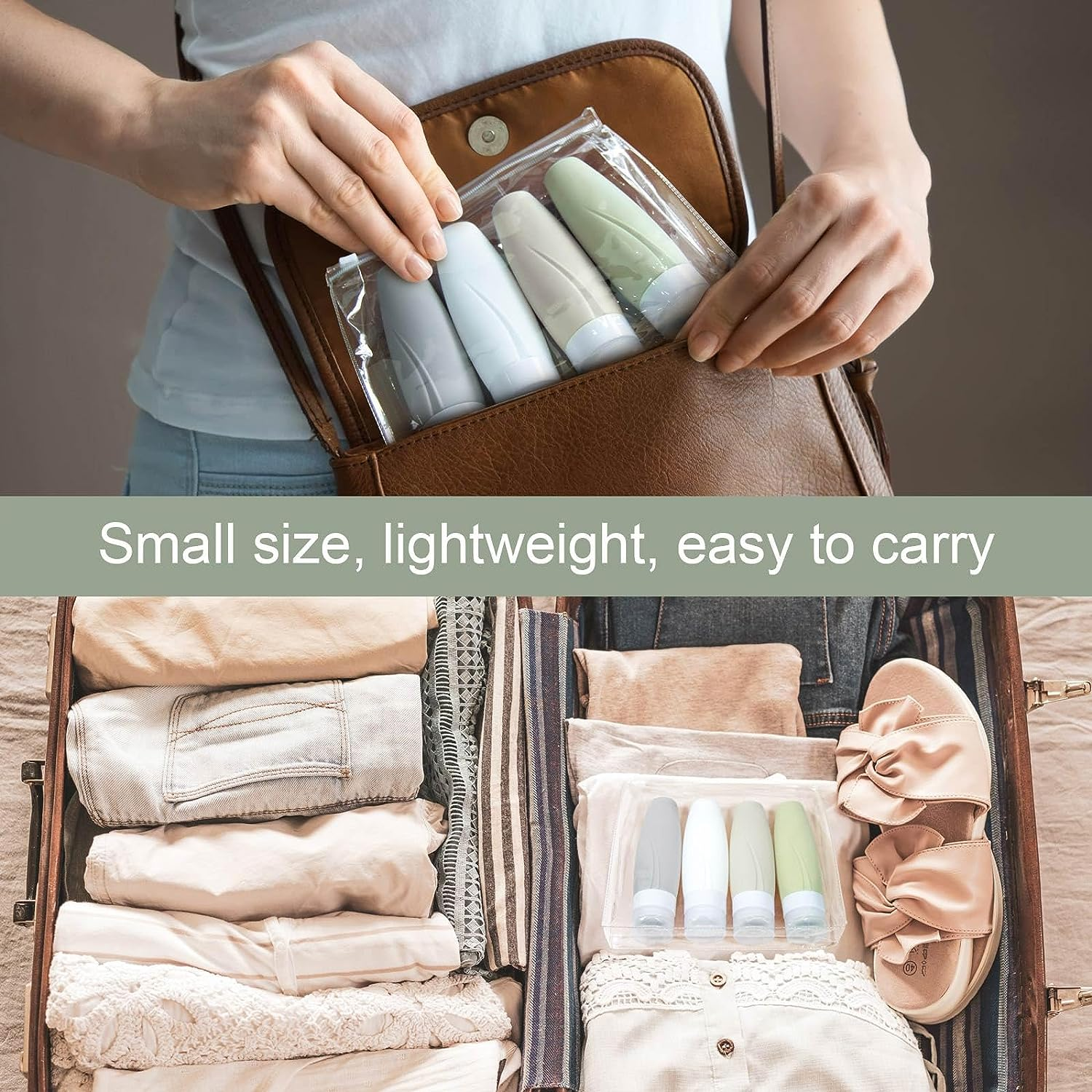 BREENHILL Silicone Travel Bottles Set for Toiletries,4 Pcs 90Ml Refillable Cosmetic Container Kits 1Pcs Refill Perfume Bottle Leakproof Travel Toiletries Bottles for Shampoo, Travel Accessories image number 5