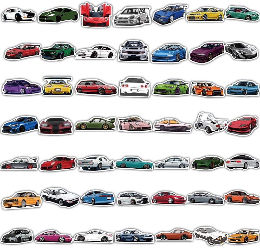 100Pcs JDM Car Stickers, Racing Sport Car Stickers Vinyl Waterproof for Water Bottles Laptop Guitar Skateboard Scrapbook JDM Decals Car Stickers for Men Teens Adults Kids image number 6