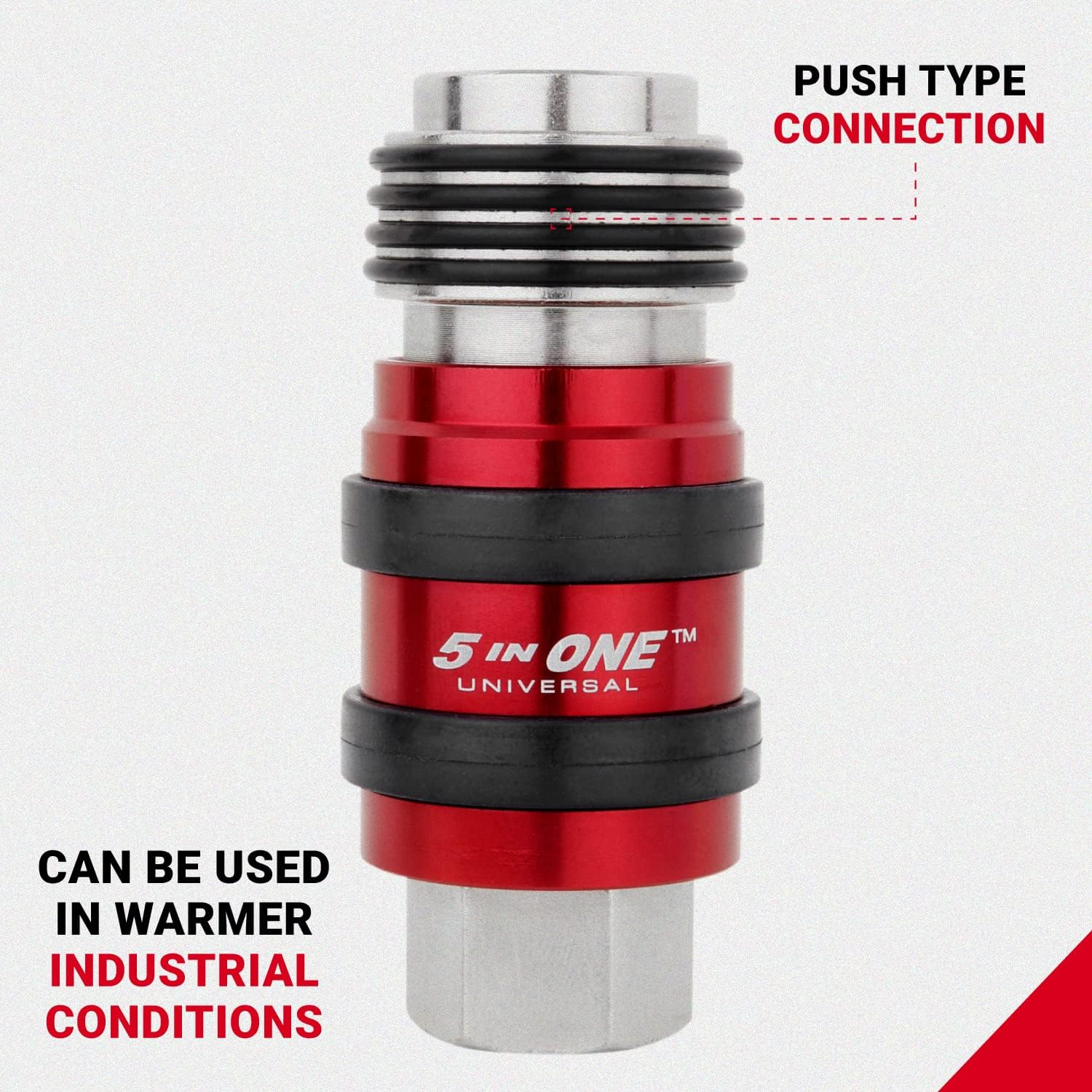 Milton 1750 Safety Exhaust Coupler, 1/4" Body, 1/4" FNPT (Pack of 5) Red image number 5