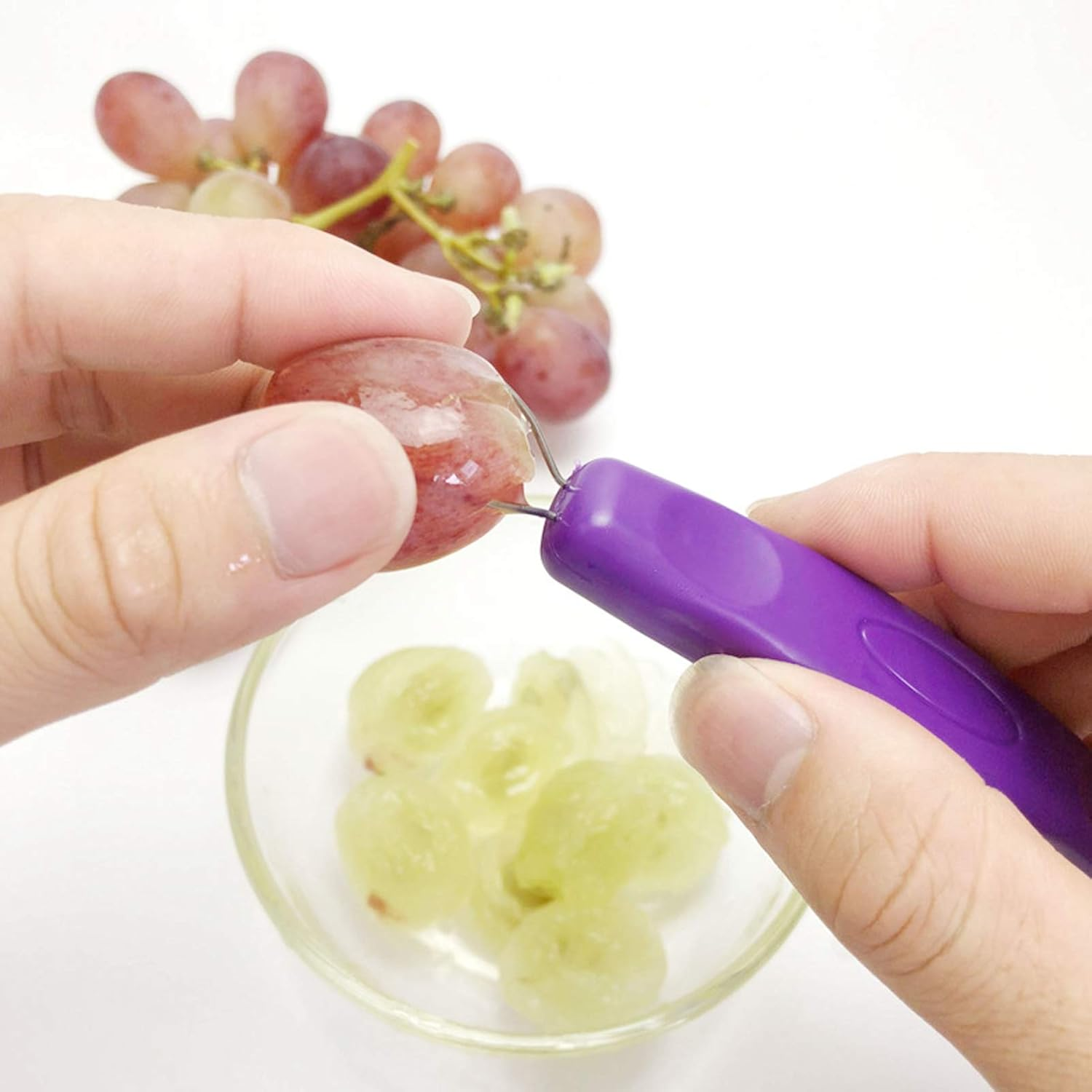 Multi-Function Fruit Kits Purple Grape Peeler Remover Portable Stainless Steel Grape Peeler Mini Kitchen Gadget Peeling Tool Fruit Accessory image number 5