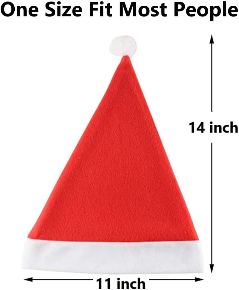 Qcfang Christmas Hats 4 Pack Fabric Santa Claus Hats Xmas Holiday Hats Traditional Red and White Plush Christmas Santa Hats Holiday Party Hats for Adults and Kids image number 5
