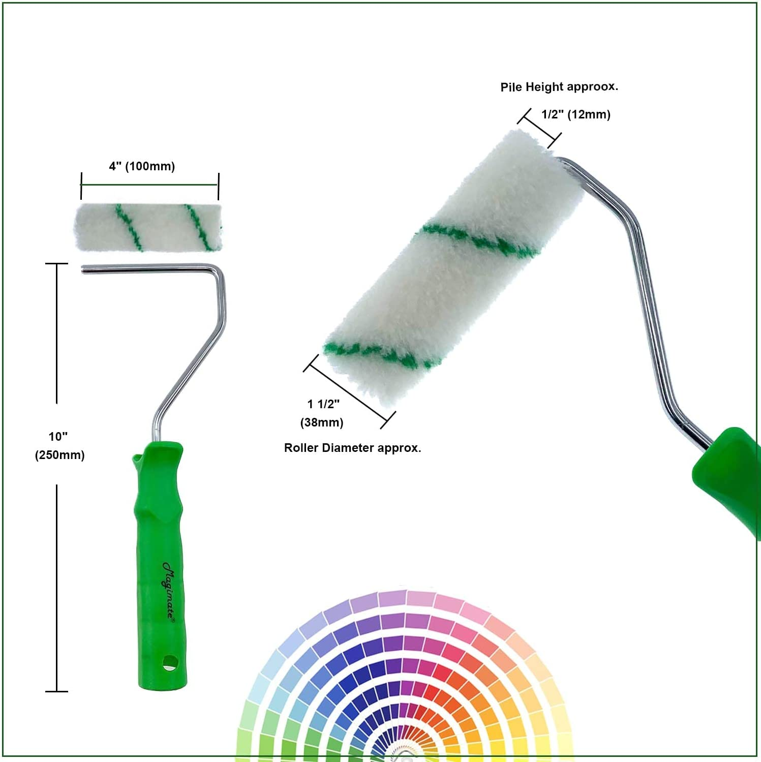 Magimate Small Paint Roller Set, 4 Inch Paint Rollers for Walls, Cabinets, Deck Railing Painting, Mini Paint Roller Covers, Pack of 10 image number 2