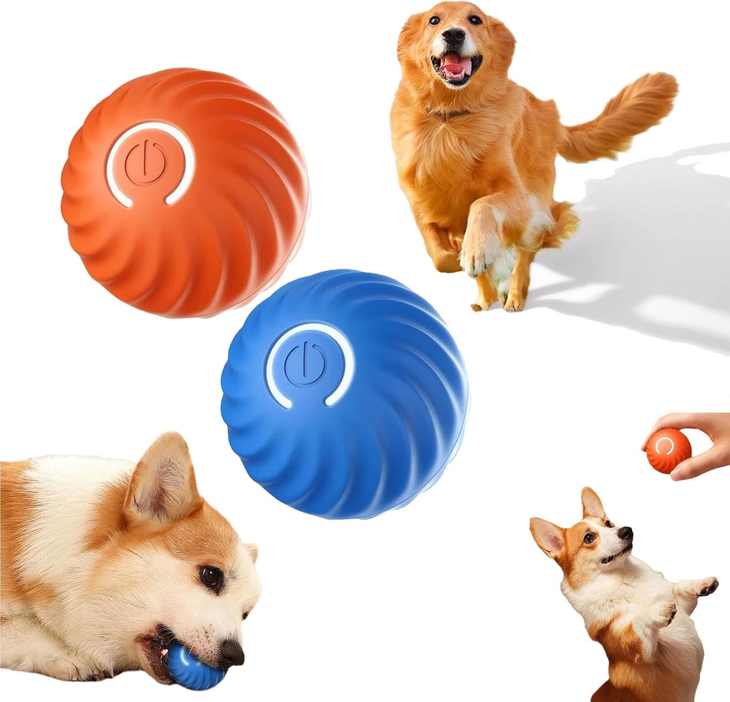 Interactive Dog Toy Ball, New Vibrating Dog Ball, Automatic Moving Dog Balls, Dog Chasing ＆ Herding Ball, Dog Toys for Boredom Interactive, Rechargeable Dog Ball Toys for Indoor Cats, Dogs (Orange)