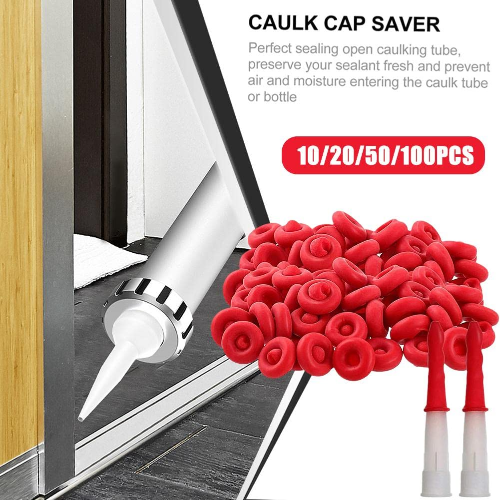 Caulk Caps Sealer Nozzle Protective Cover Red for Sealing and Preserving Open Caulking Tube image number 2