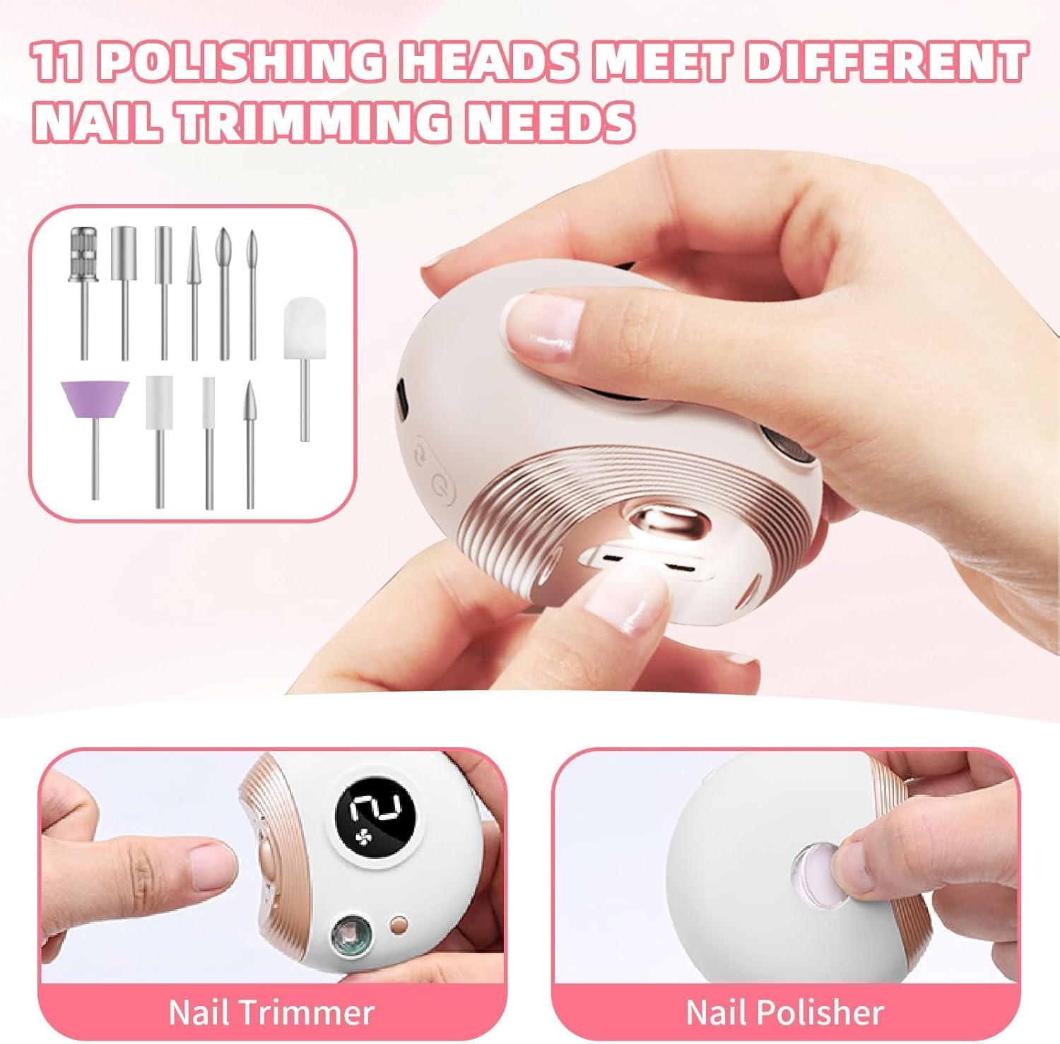 Baby Electric Nail Grinder, Electric Nail Clippers, Adult Automatic Nail Clippers, Nail Polishers Anti-Splash image number 3