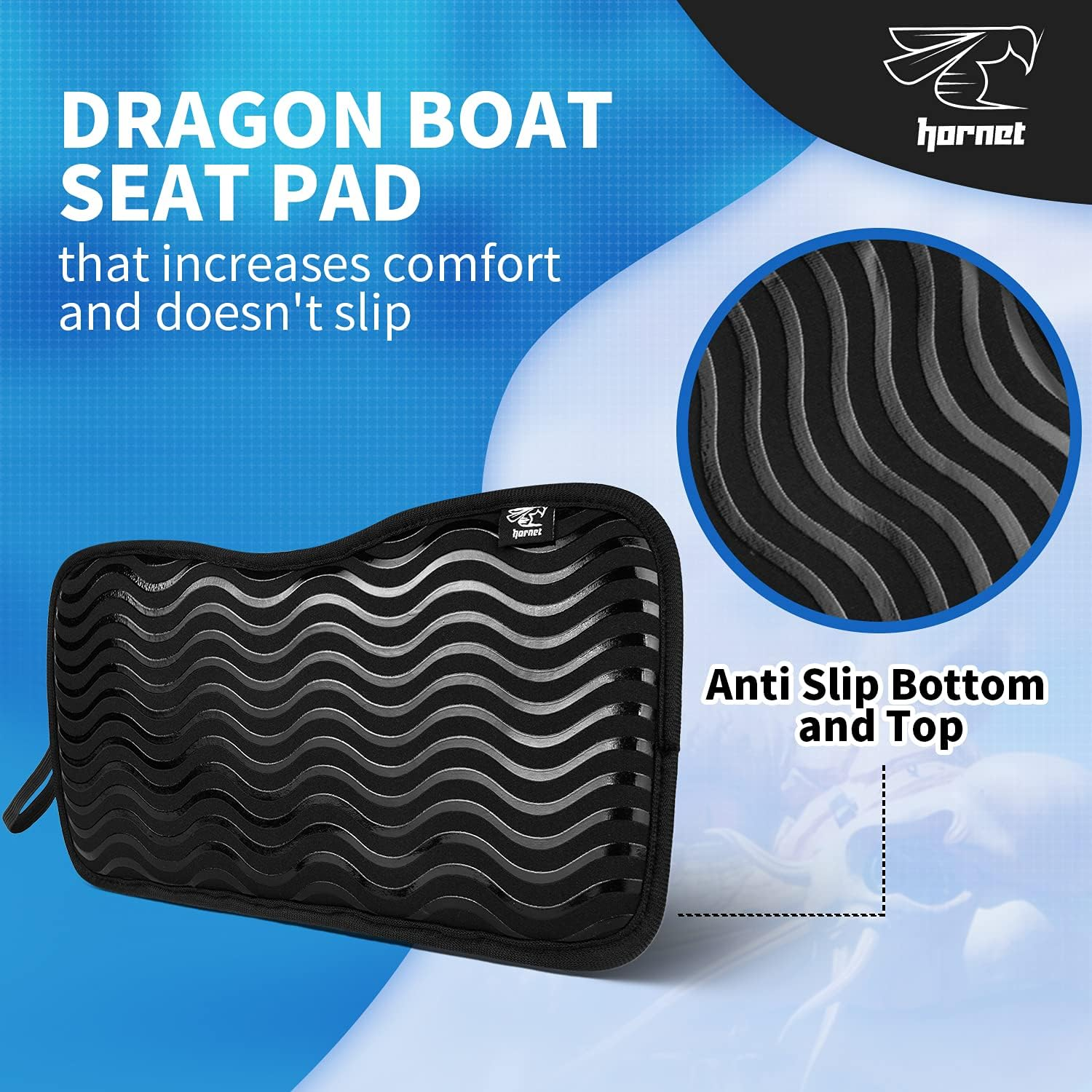 Dragon Boat Seat Pad Neoprene anti Slip Cushion- New Improved Version That Increases Comfort and Doesn&rsquo;T Slip (Double Sided Silicone Black) image number 4