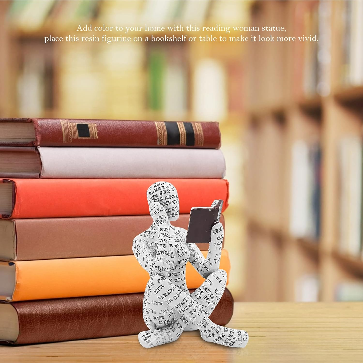 Reading Woman Figurine, Home Decor Pulp Reading Woman Figurine Thinker Statue Aesthetic Sculpture Room Decor Modern Abstract Decoration on Shelf Table Desk for Living Room Office Bedroom image number 3