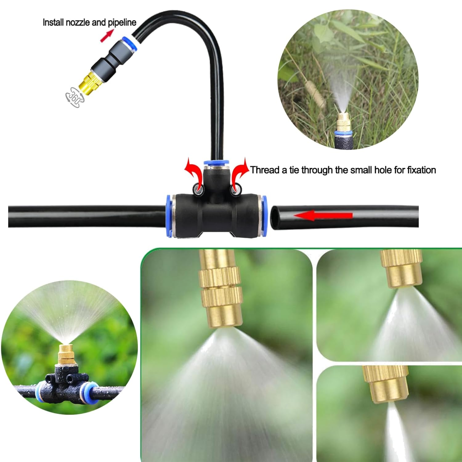 Update 82Ft Irrigation Copper Nozzle System, Automatic Irrigation System with Replaceable 360&deg;Bendable Sprayer,Atomizing Copper Nozzle for Watering System for Garden Plant Lawn Patio and Yard.(20) image number 2