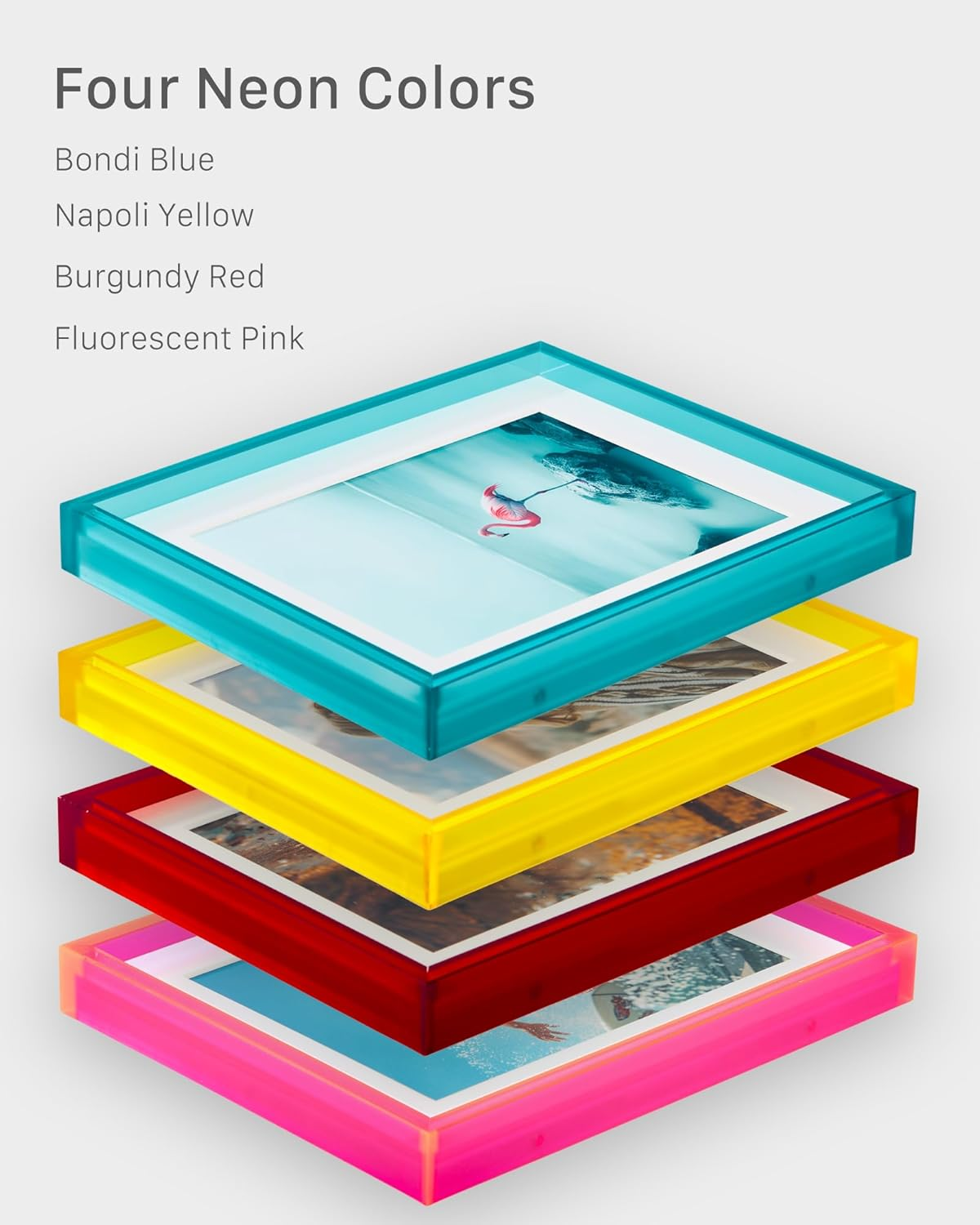 FARWAYVIEW Blue 4X6 Acrylic Picture Frame with Mat Neon Modern Colorful Tabletop & Wall Mount, Bondi Blue image number 6