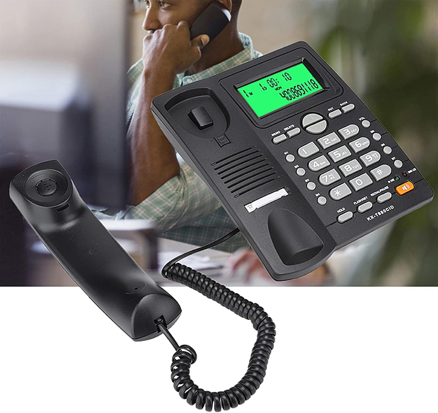 Hotel Landine Phone Caller ID Display Landline Telephone No Battery Mute Function for Home Office (Black) image number 5