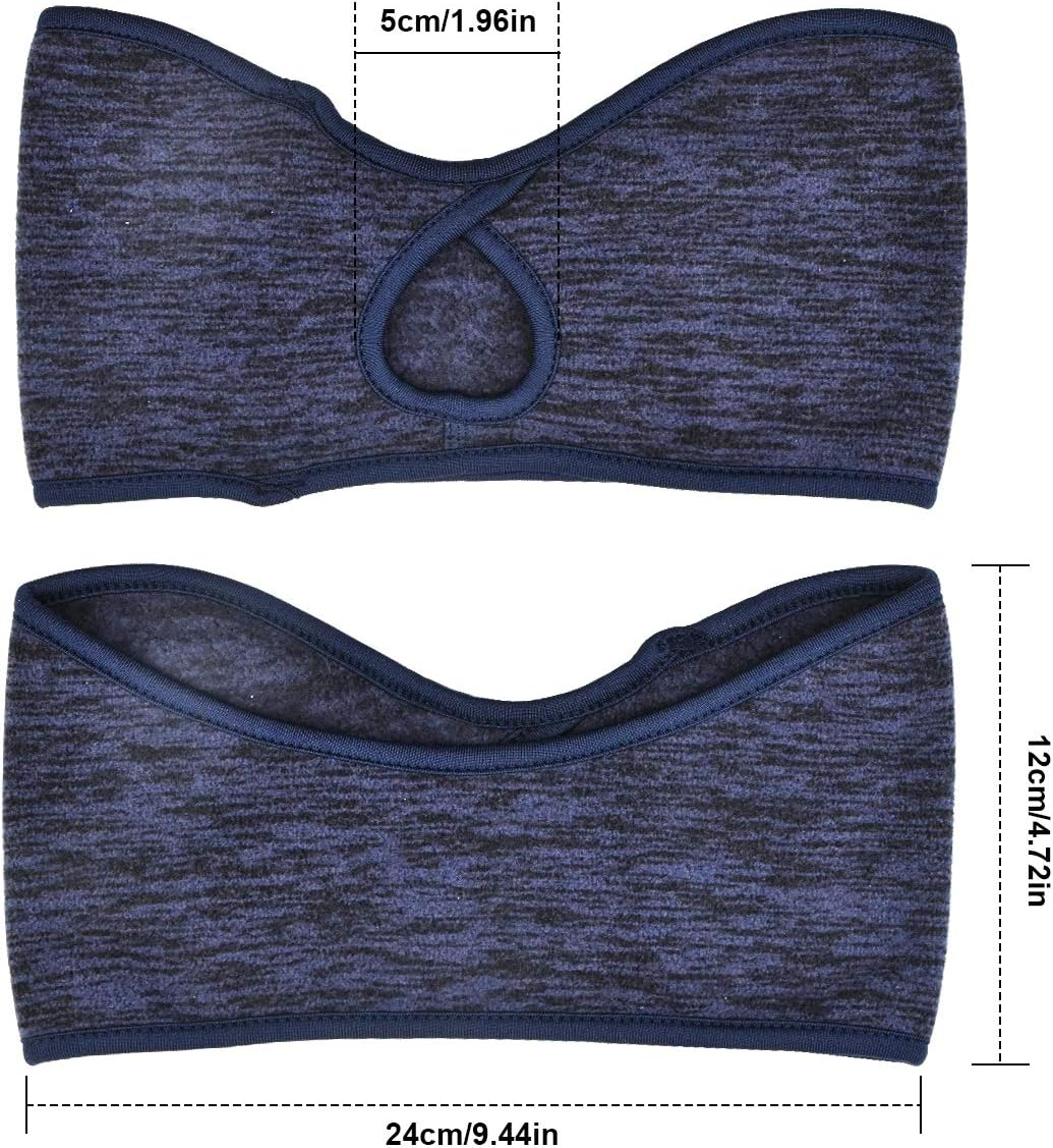2 Pieces Running Headband Fleece Ear Warmers Headband with Ponytail Hole Thermal Ear Muffs for Sports Running Cycling Winter Headbands for Women Ladies Girls - Navy/Coffee image number 2