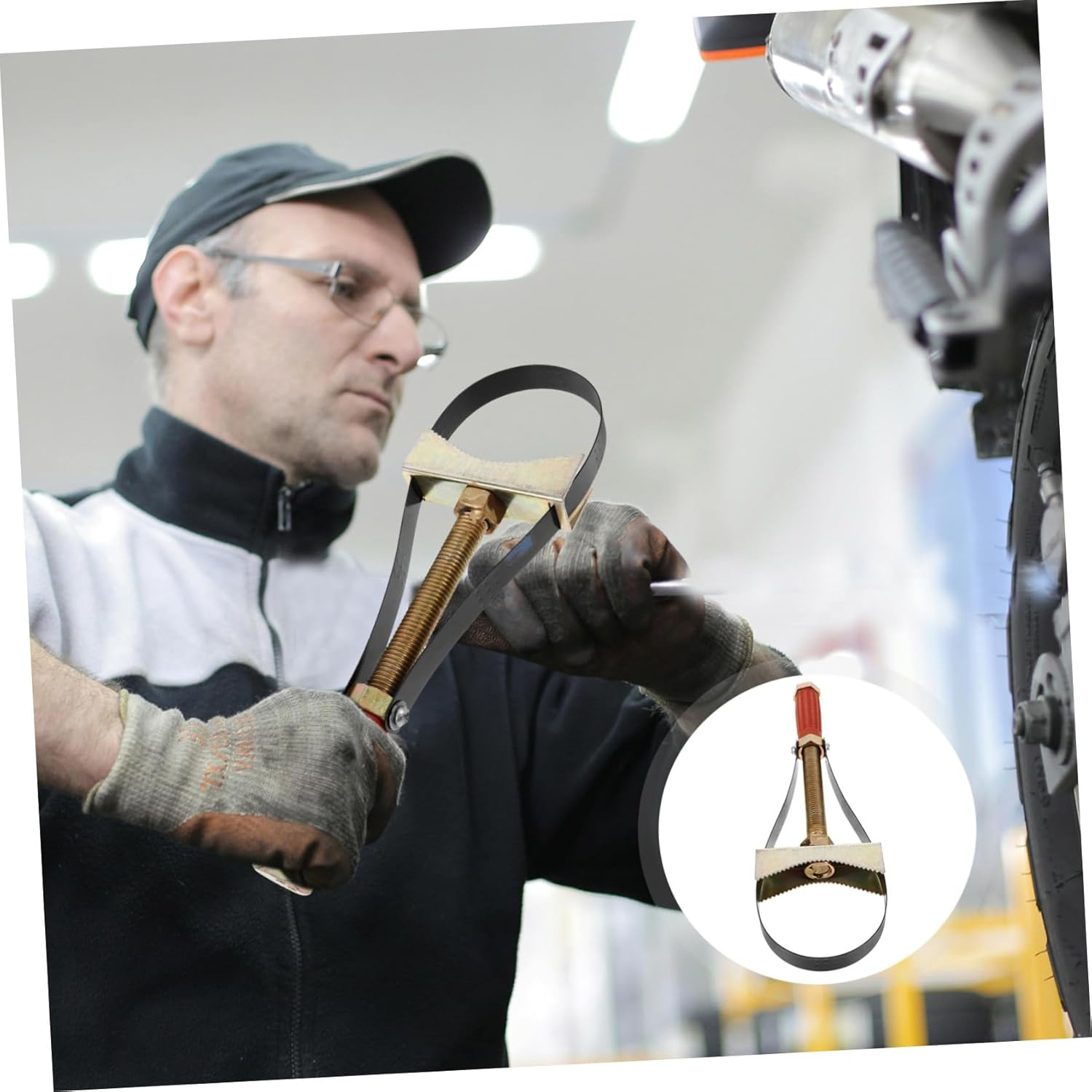 GARVALON Automotive Oil Filter Wrench Steel Belt Tool Filter Replacement for Cars image number 1