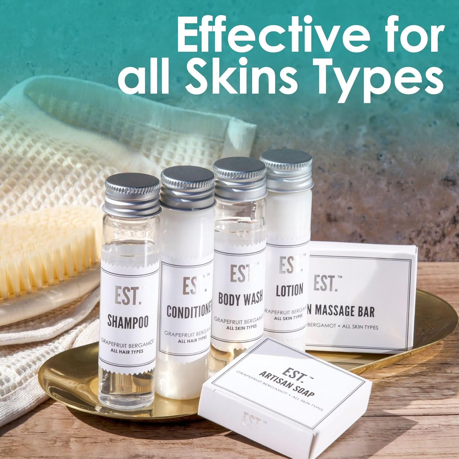 World Amenities EST. Body Wash with Grapefruit-Bergamot Fragrance, Biodegradable/Recyclable Bottle with Screw Top, 1.41Oz / 40Ml , Pack of 48 image number 2