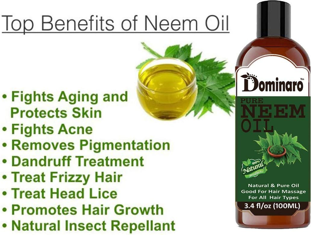 Dominaro 100 % Pure & Natural Rosehip Oil & Neem Oil (Combo Pack of 2 Bottle ) 200 Ml Hair Oil (200 Ml)