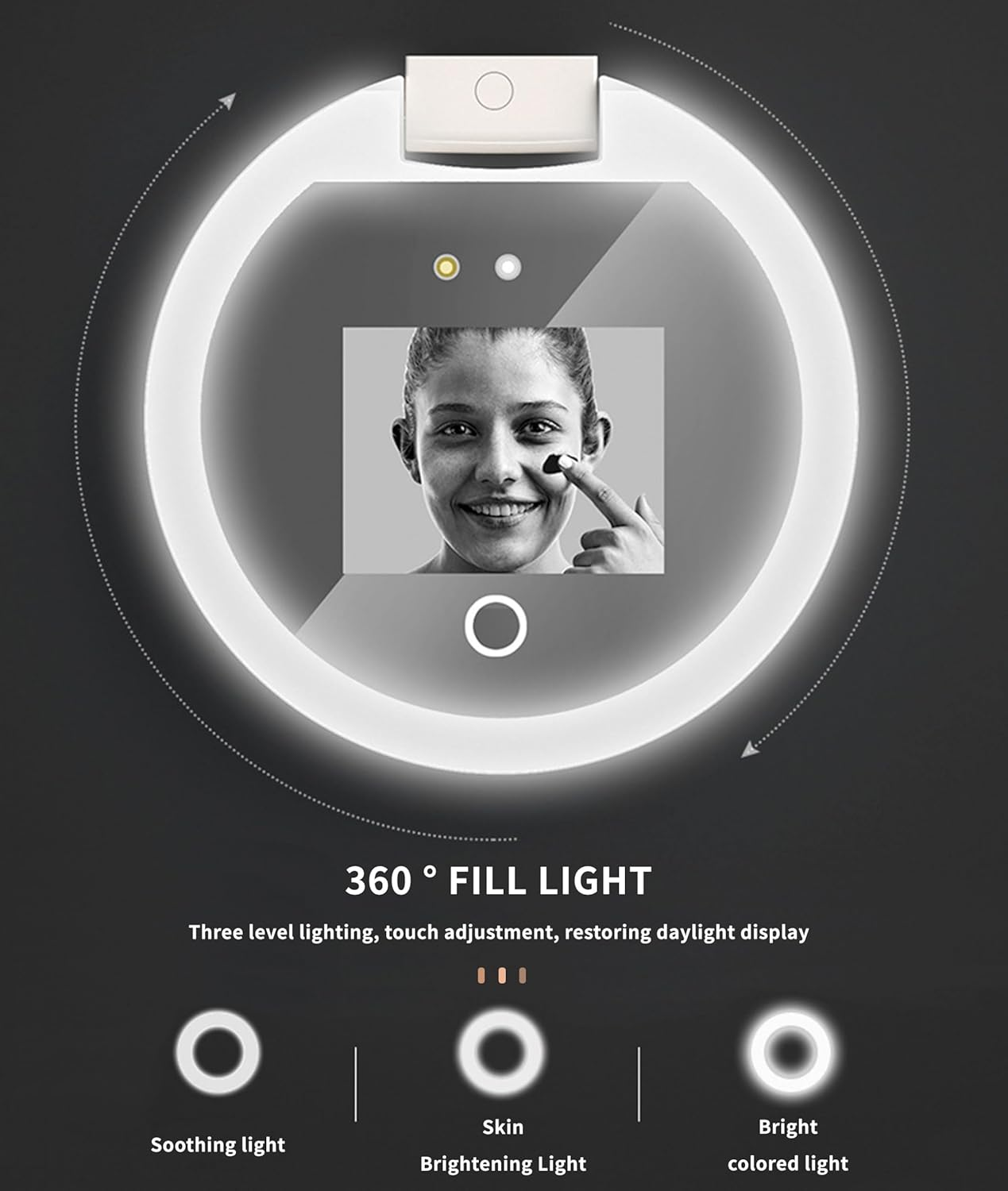 UV Sunscreen Testing Mirror, 2X Magnification 3.5In Pocket Size Sunscreen Testing Camera with Light, Sunscreen Testing Camera Travel Makeup Pocket Mirror with UV Camera image number 5