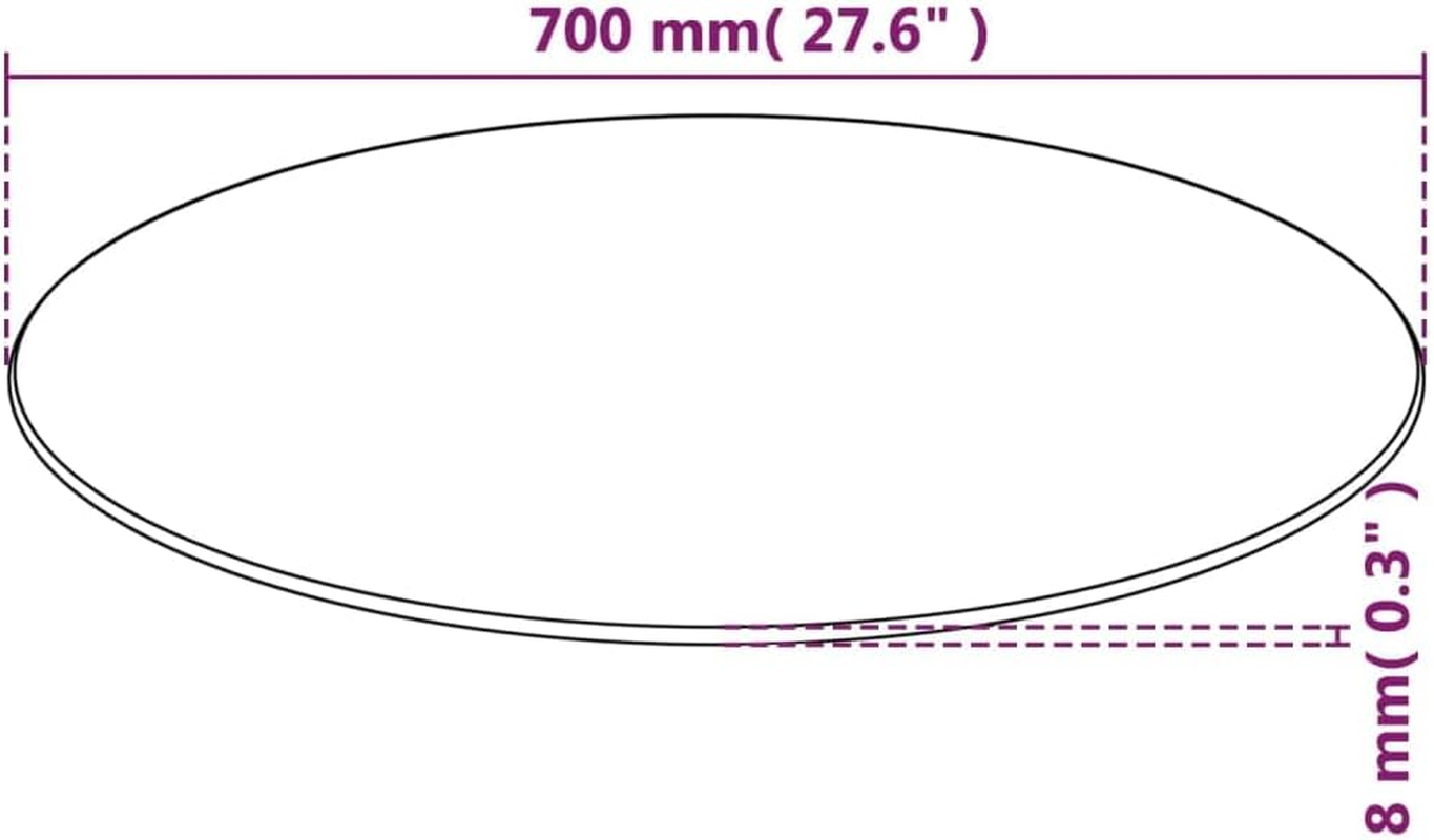 Table Top Tempered Glass round 700Mm Replacement Tabletop Accessory Vidaxl image number 1