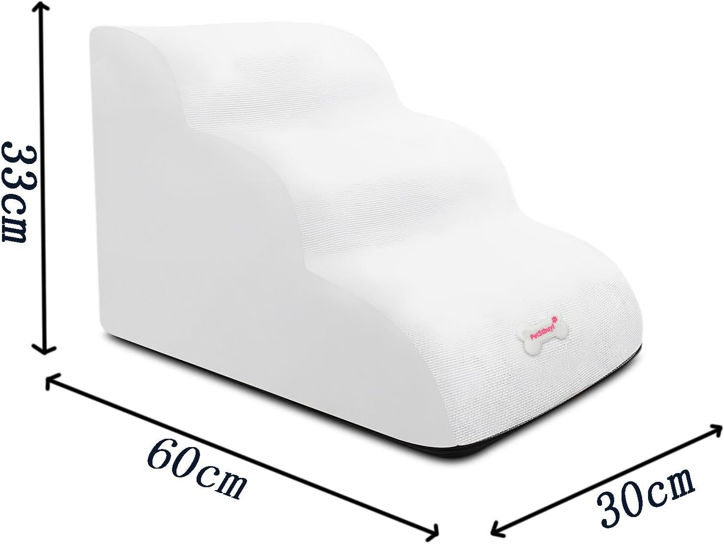 B Baosity Pet Dog Stairs Dog Climbing Ladder 3 Steps Dog Ramp for Older Dogs Portable Detachable Cover anti Slip Dog Steps Cat Stairs for Car High Bed, White image number 2